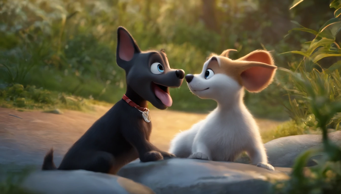 Rock puppy,tidal current,plays the guitar,Madness,Fluttering musical symbols,8k,super-fine,full bodyesbian,best qualtiy,Disney animation,Disney animation style,Disney animated film art