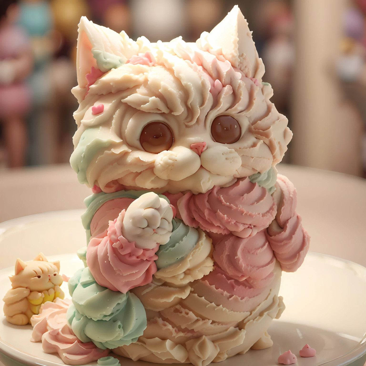 ice cream style cat, clay, blind box, (cute), masterpiece, best quality,