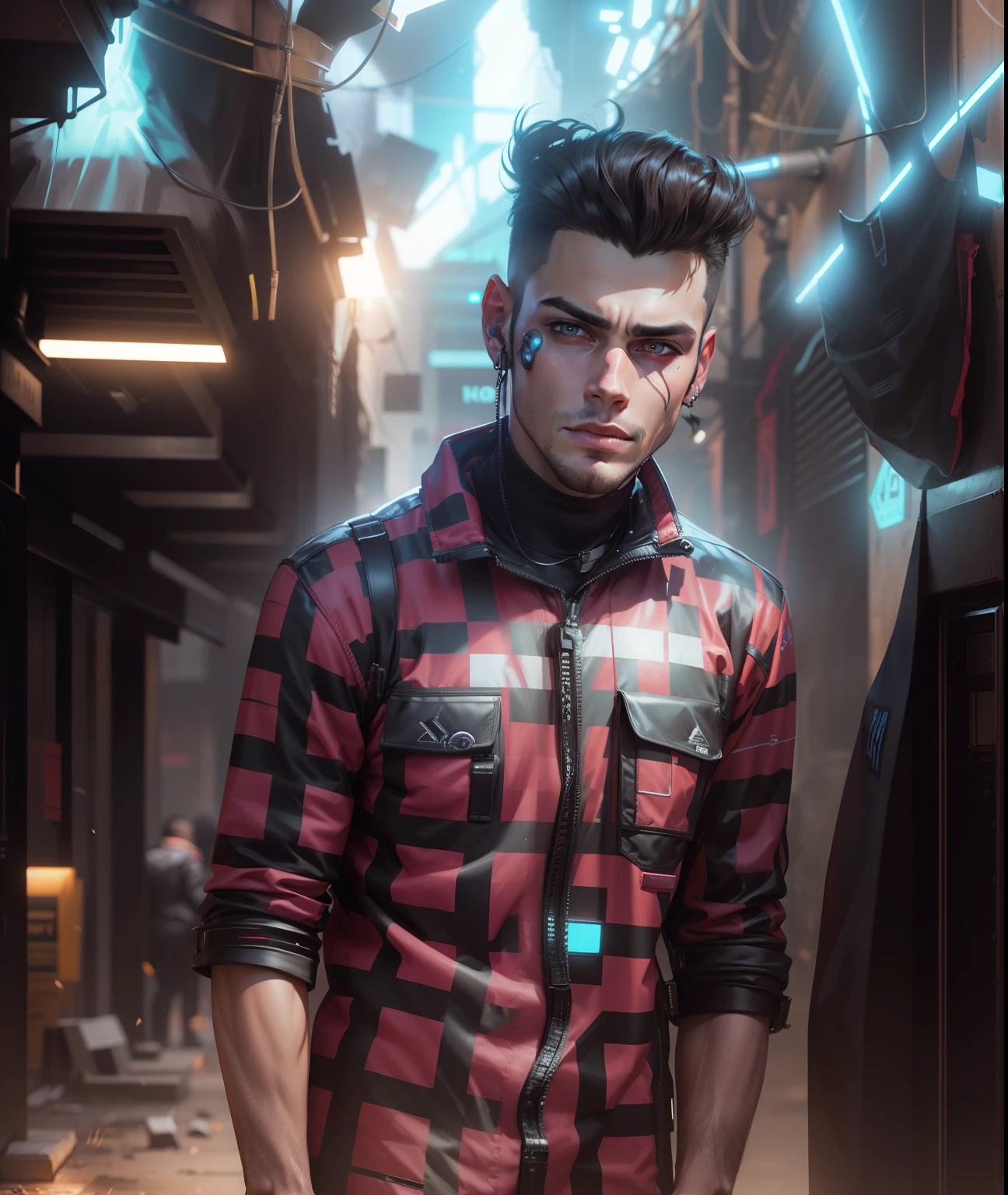 Change background cyberpunk handsome boy realistic face 8k ultra realistic