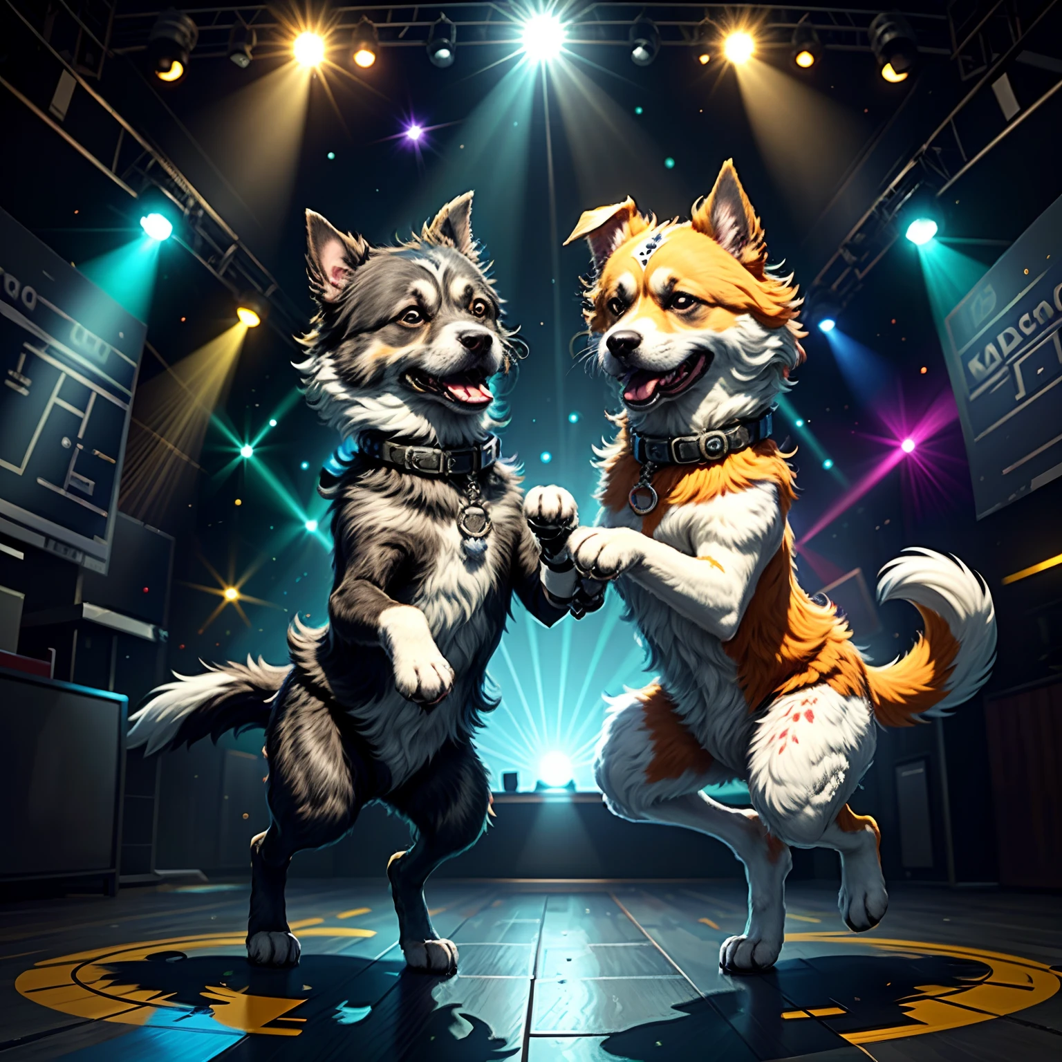 a slightly chubby young male corgi with small human blue eyes, no eyebrows, wearing a dark blue Adidas tracksuit, no pants white briefs, white socks , dancing shaking butt , highly detailed, realistic, 4k, best quality, masterpiece, studio lighting, vivid colors, physically-based rendering, white hands five finger, 