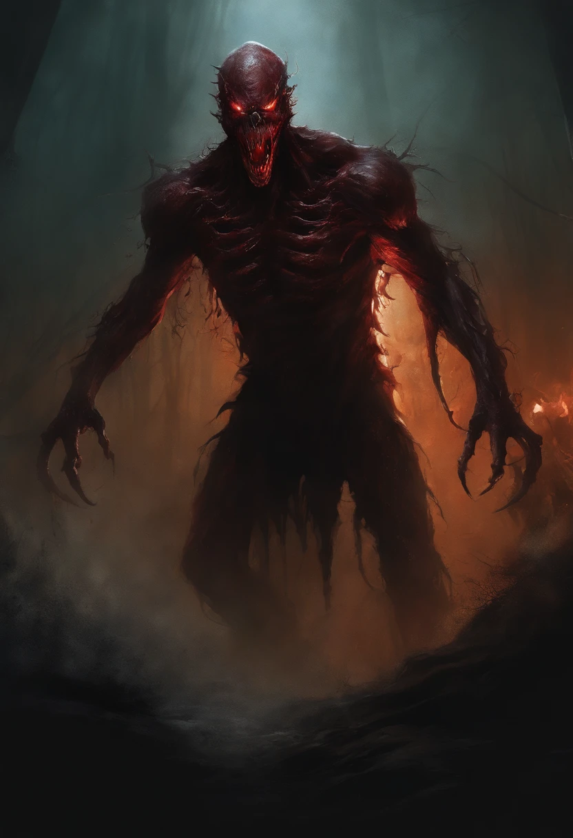 Painting of a demonic creature with a bloodied face and a bloodied head, Carnage, Sci - The Art of Horror Fiction, sci-fi horror artwork, inspired by Aleksi Briclot, The fangs of the carnage, Horror art in the fantasy genre, by Aleksi Briclot, horror concept art, venom, Fantasy and horror art, Detailed illustration of 4K horror, Demonic creature, dark fantasy horror art