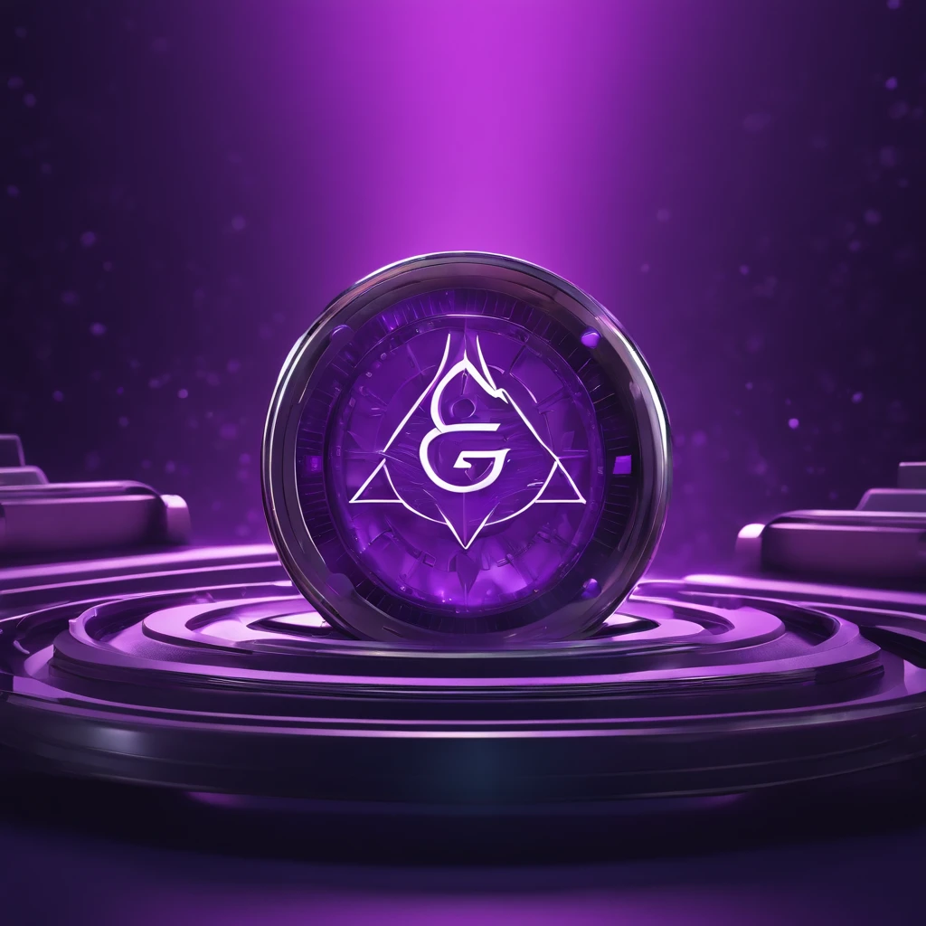 company logo, Corperate logo, company name: GoMining, company Initials: GMT, purple background, Cypto, Cyperpunk, Cryptopunk, White logo, simple, 3d lineart