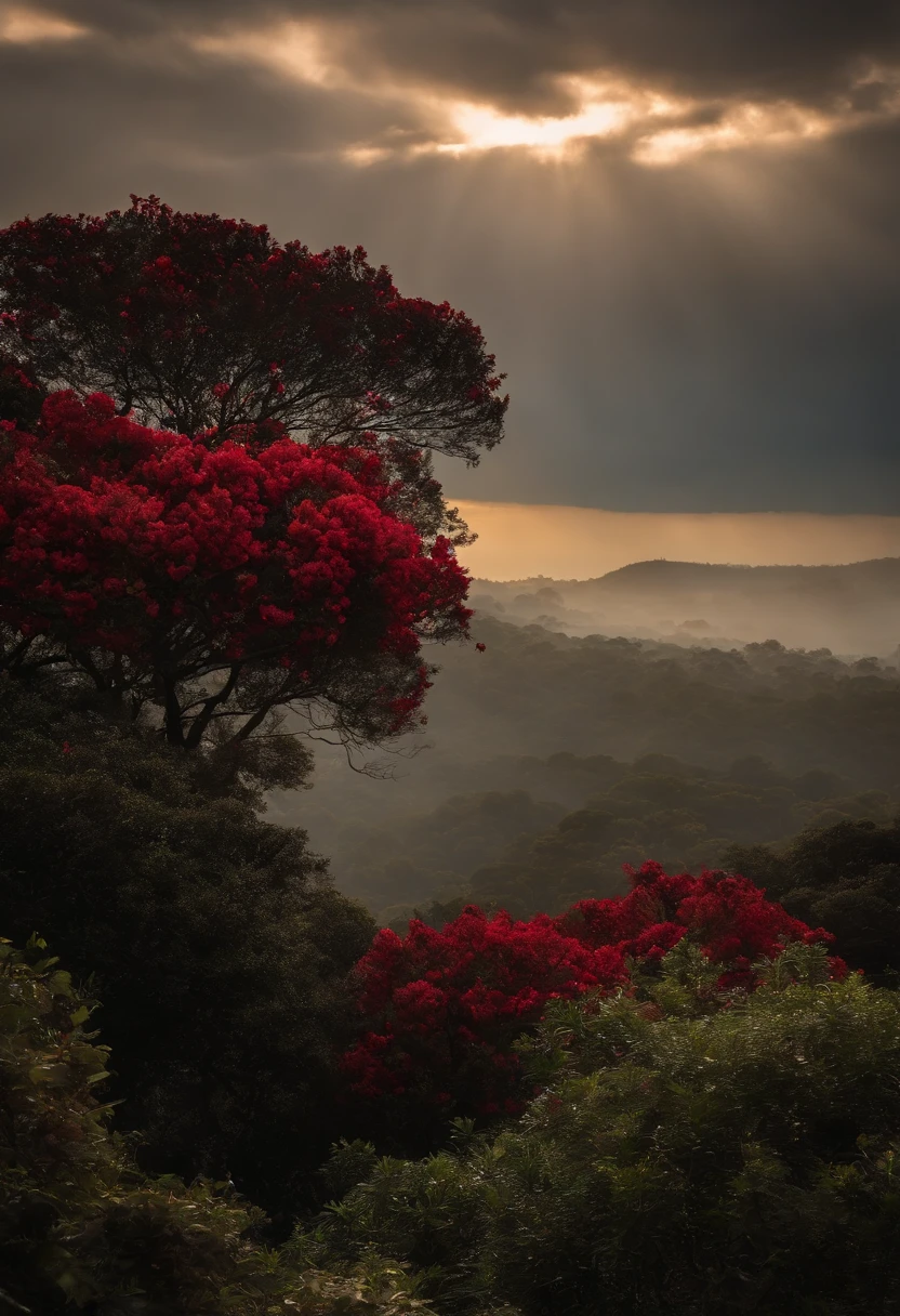 Rinoceronte preto de guerra detalhado, pelos de fogo detalhado, armadura detalhada, rinoceironte preto, jardim de fadas detalhado, olhos de fogo detalhados, close-up detalhado, Detailed red sky, sol de gelo detalhado, cores predominantes: vermelho pastel, amarelo pastel, preto, branco, azul claro pastel,