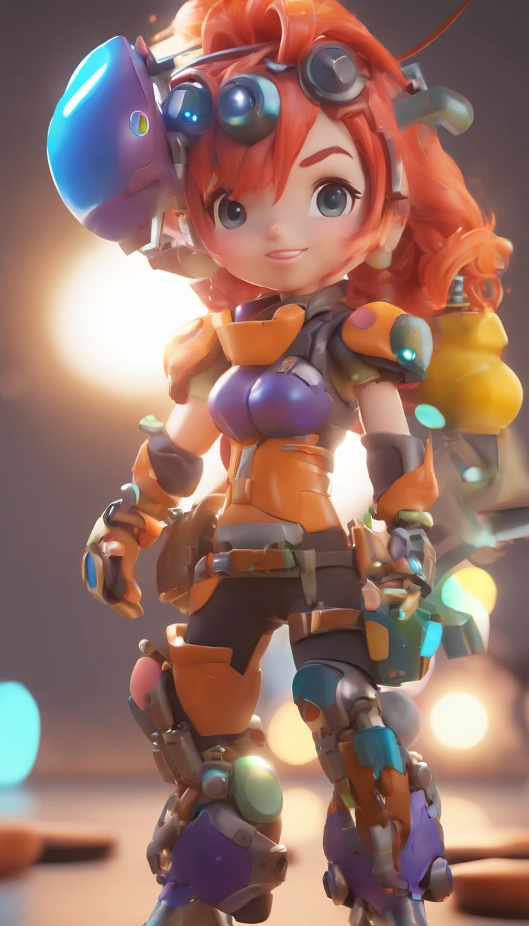 (extremely detailed CG unity 16k wallpaper:1.1), (Denoising strength: 1.45), (tmasterpiece:1.37), side lighting, lifelike texture, redhead woman, From behind, look at the darker and darker enchanted forest, Cute Style, Small, Big Head, ((Q Version)), Pokémon style, Machine Style, Cinematic Texture, Figure, Pokémon, Movie Lights, Heavy Robotic Arm, Mechanical Belly, Mechanical Legs, Mechanical Legs, Mechanical Feeling, Background Surround Lightning, Spinning, Colorful Lightning, Cool, Clean White Background, Premium Colors, Full Body 3D Model, Action, Fashion Blind Box Toys. (fill body:1.2), chibi, 3D Rendering, Ray Tracing, god rays, sparkle, glowing light, UHD, award winning