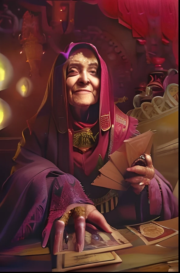 a painting of a woman in a purple robe holding a card, granny weatherwax, Retrato de um Mago, adivinho, adivinho, the oracle of the mayan elders, Da magia o encontro, retrato closeup de um mago, Magia a Feiticeira Reunindo, dressed as an oracle, Arte do Jogo de Cartas de Fantasia, Directed by: Jason Felix, The Oracle of Ancient Wisdom