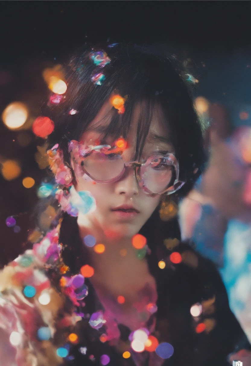 Manhwa Style,Rock puppy,Trendy clothing,wears dark glasses,plays the guitar,Madness,Fluttering musical symbols,ball room,lamplight,Spotlights,8K,super-fine,full bodyesbian,best qualtiy,独奏
