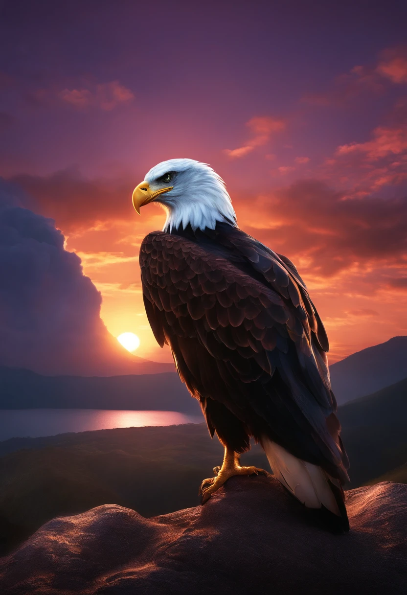 (nvinkpunk:1.2) (snthwve style:0.8) DJ eagle, headphone, anthro, lightwave, sunset, intricate, highly detailed