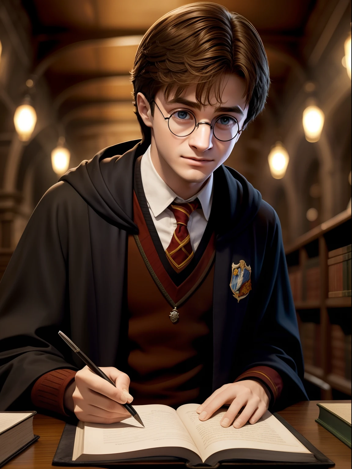 high quality, cinematic ray , realistic digital art illustration movie poster portrait Harry Potter, epic lighting, cinematic lighting, high res, insane details, soft, hyper realistic, (highly detailed:1.2), masterpiece, 8k uhd, digital art style , trending on artstation