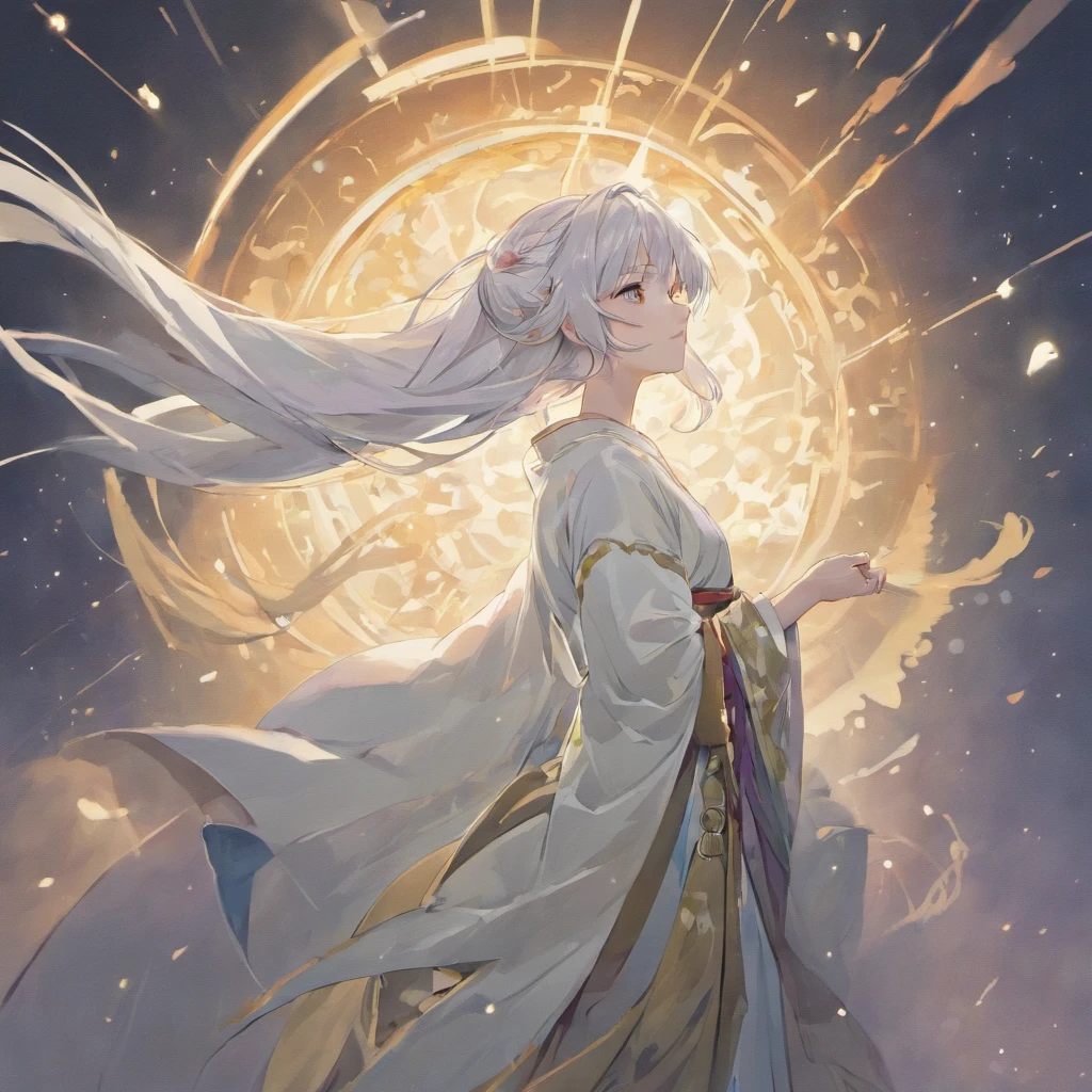 Man in white，Male，Man，Young men，White Hanfu，long  white hair，simplebackground，Long flowing hair，cold shades，moon full，the night，rays of moonlight，Flood