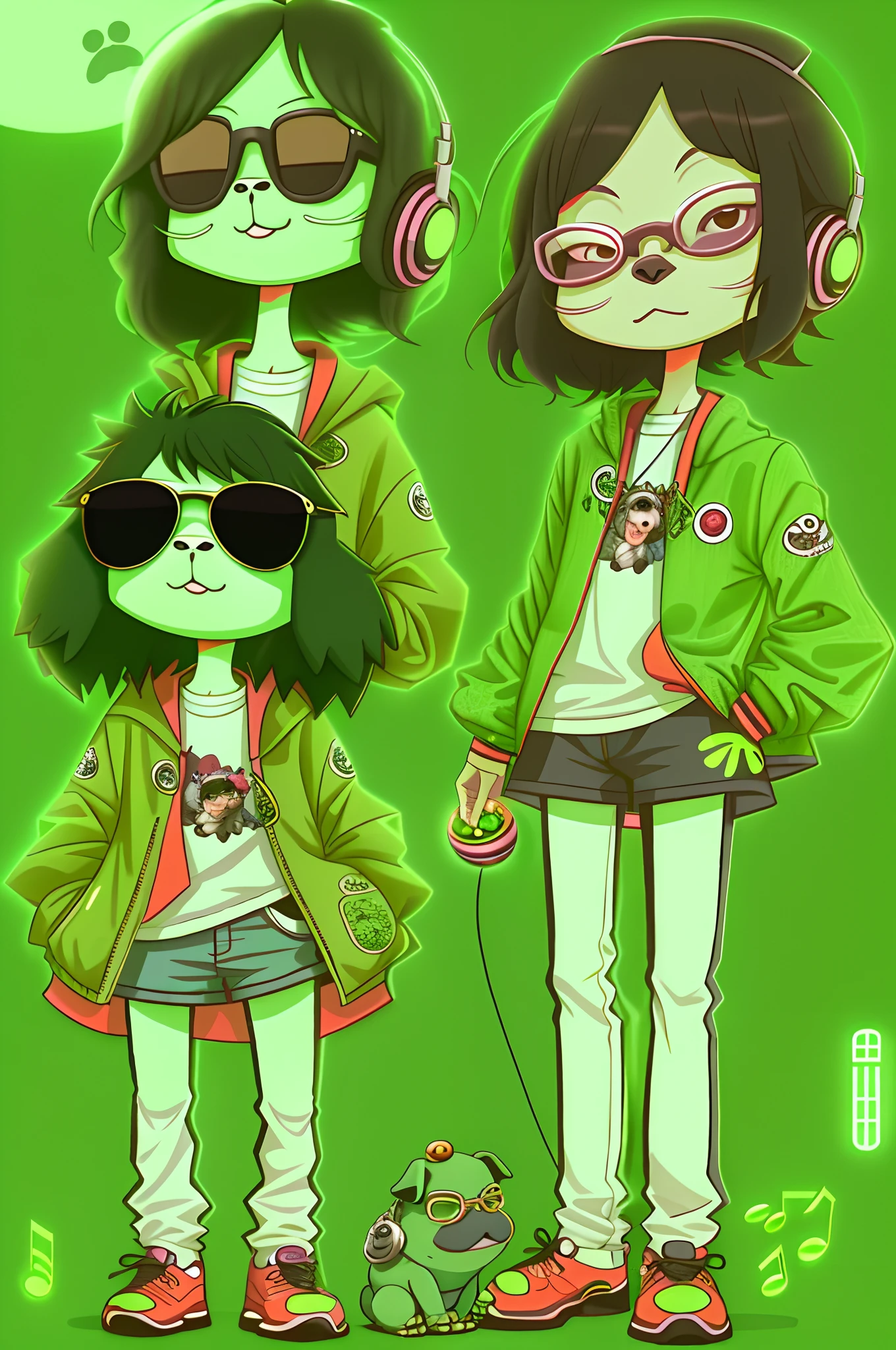 Manhwa Style,anthropomorphic turtle,o cachorrinho,Rock puppy,Trendy clothing,wears dark glasses,plays the guitar,Madness,Fluttering musical symbols,ball room,lamplight,Spotlights,8K,super-fine,full bodyesbian,best qualtiy,独奏