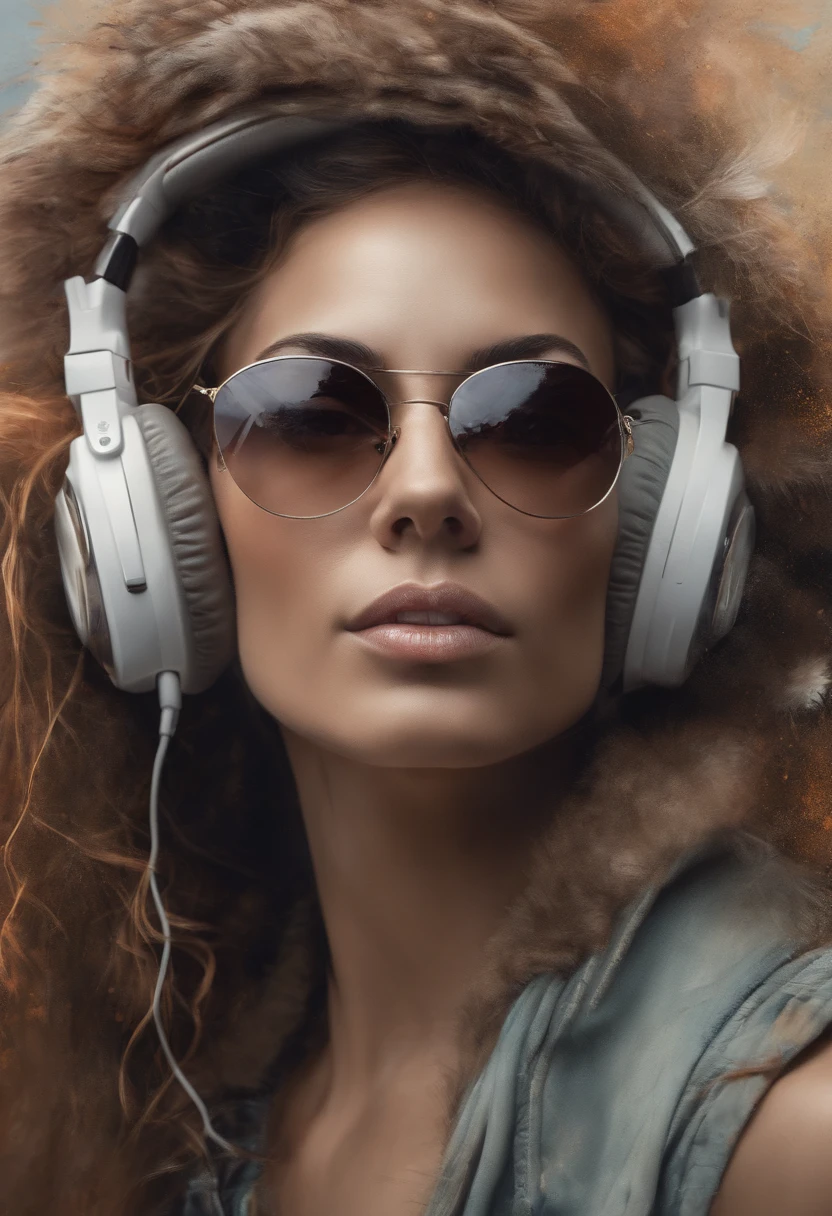 Perfect centralization, um gorila bonito, Use uma jaqueta da equipe de estudantes, wearing sunglasses, Usando fones de ouvido, alegria, Standing position, beleza abstrata, Centrado, looking at the camera, Facing the camera, nearing perfection, Dynamic, altamente detalhado, liso, foco nítido, 8k, high-definition resolution, illustration, arte de Carne Griffiths e Wadim Kashin, fundo branco