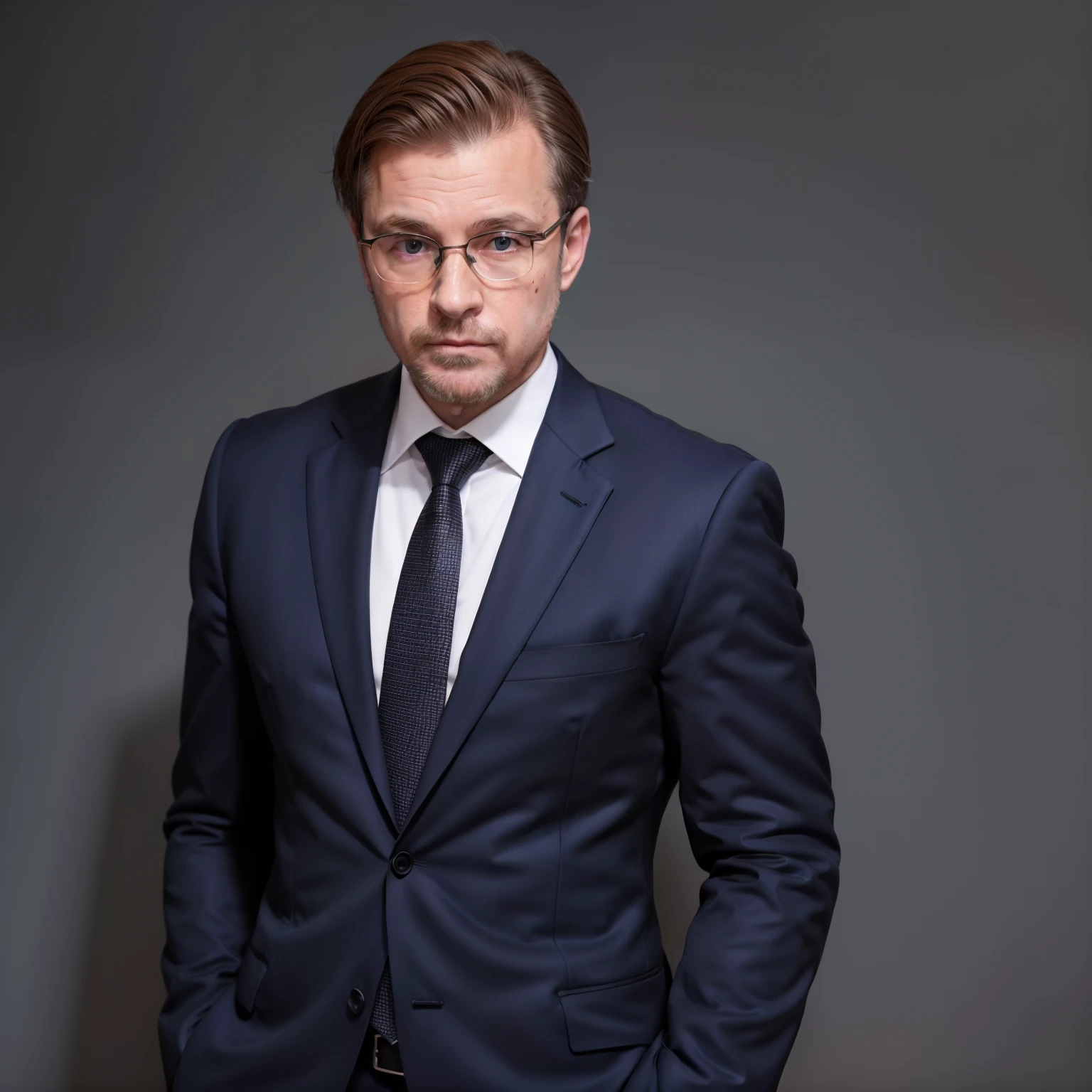 Image of a man in a suit and tie in front of a marble wall, foto de perfil, solid background, foto do perfil, imagem profissional, foto em alta, in suit with black glasses, contra fundo escuro, foto de perfil, Maxim Shirkov, wearing a suit and glasses, imagem de perfil, foto oficial, James McDermott, Escuro. Sem texto