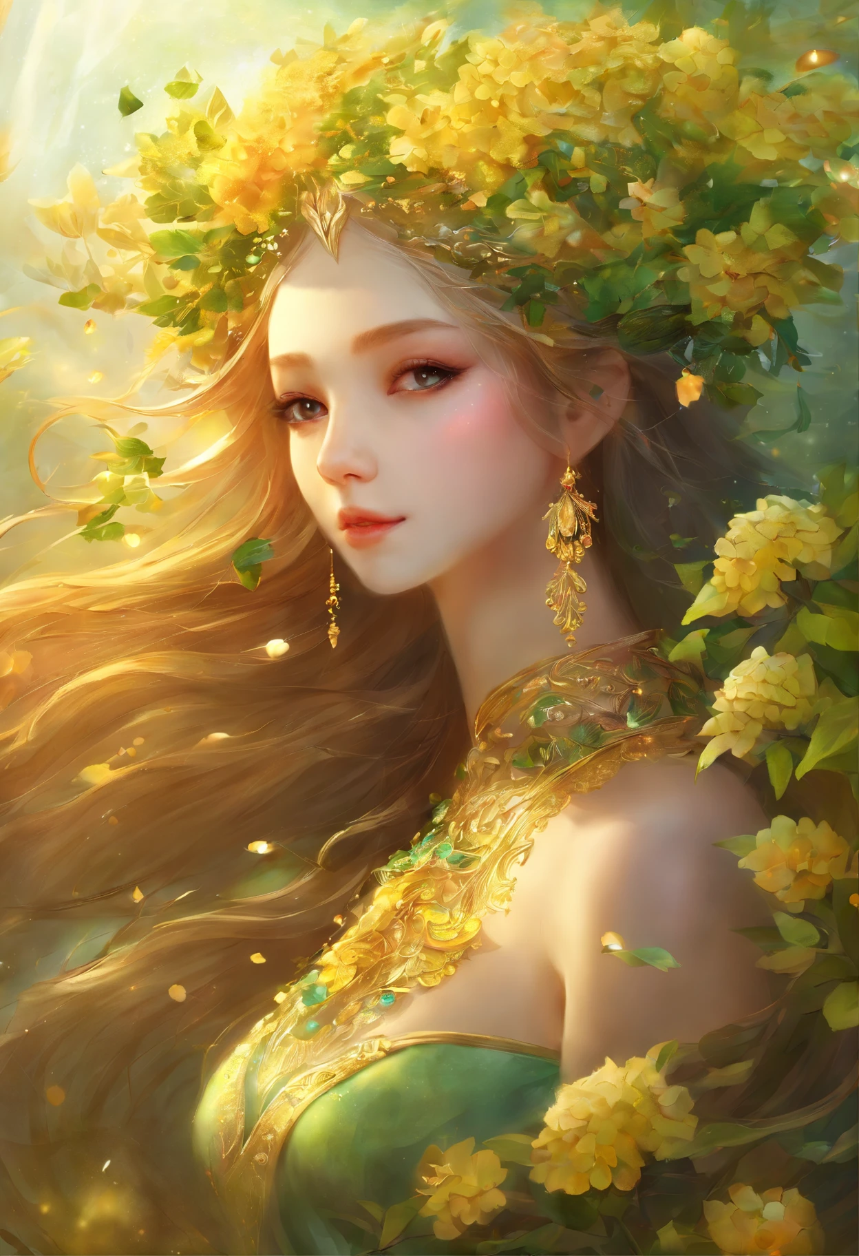 sweet osmanthus,The flowers are petite,Dense,Clusters are connected to clusters,Look from afar,It seems that the green leaves are dotted with broken gold,in a sunbeam,Osmanthus trees full of osmanthus flowers,Shimmering with golden light,Particularly dazzling,Exceptionally beautiful,
