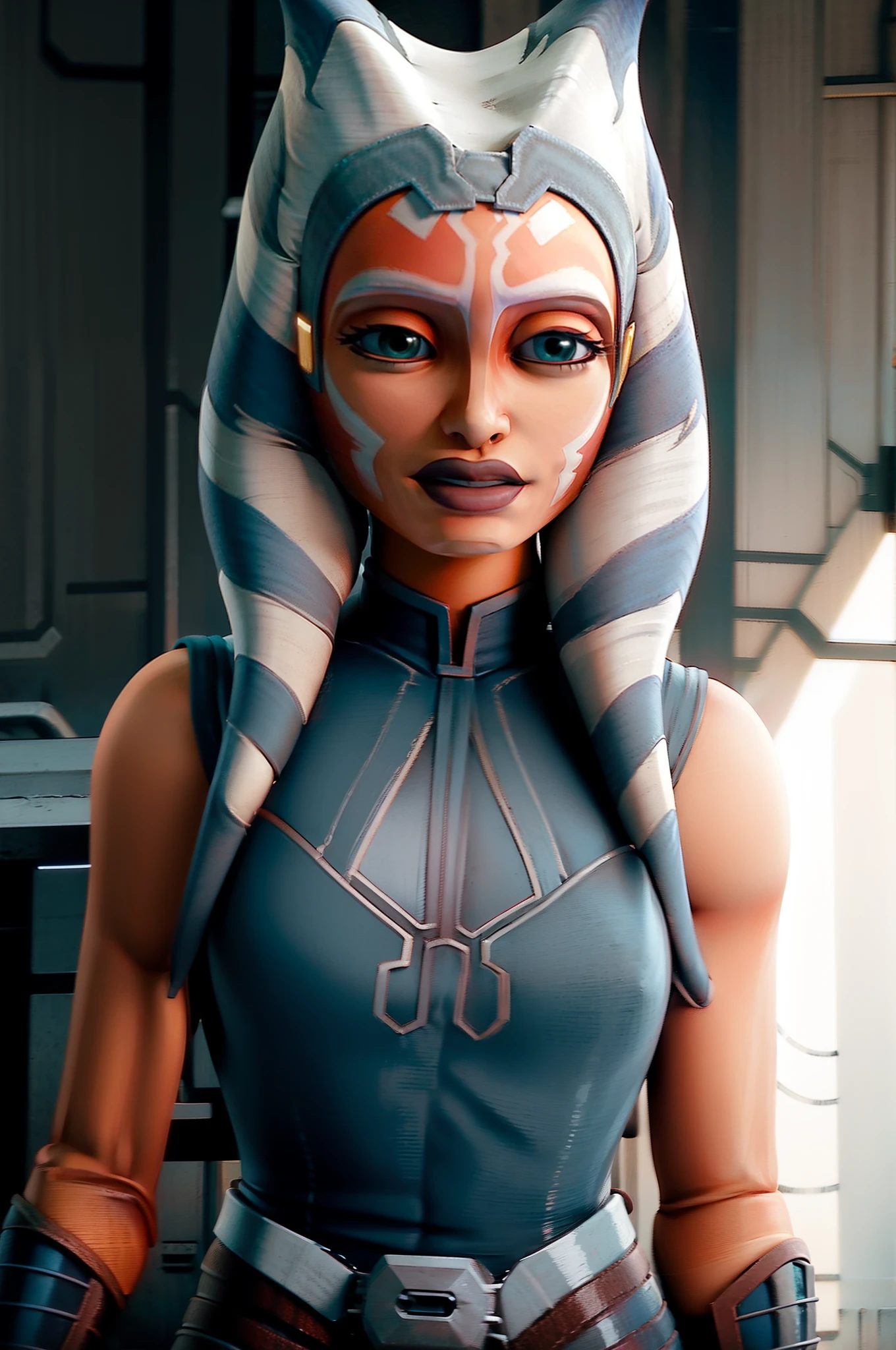 um close up de uma mulher em um traje com orelhas de gato, Ahsoka Tano, Retrato de Ahsoka Tano, Jaina Solo, Personagem de Star Wars, Ariana Grande em Star Wars, Guerra dos Clones de Star Wars, blonde female jedi, Jedi Feminino, personagem feminina solo, fan art, ariana grande as a sith, princess intergalactica, Rei