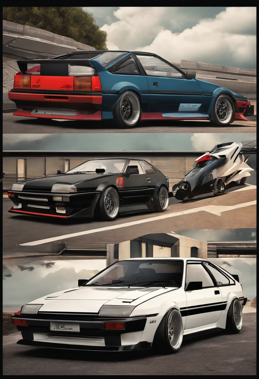 Vista lateral de um Toyota AE86, estilo anime nos anos 90, arte detalhada do anime, Arte de anime vintage dos anos 90, sombreamento de anime tradicional, Art with a retro vibe, nostalgia, Clean and crisp details, arte com senso de movimento, alto contraste, ultra-detalhado, minimalista, sem background