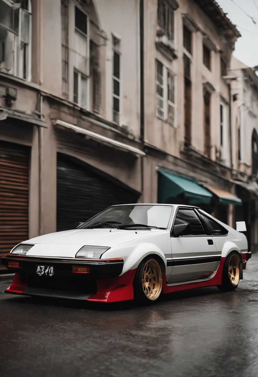 Vista lateral de um Toyota AE86, estilo anime nos anos 90, arte detalhada do anime, Arte de anime vintage dos anos 90, sombreamento de anime tradicional, Art with a retro vibe, nostalgia, Clean and crisp details, arte com senso de movimento, alto contraste, ultra-detalhado, minimalista, sem background