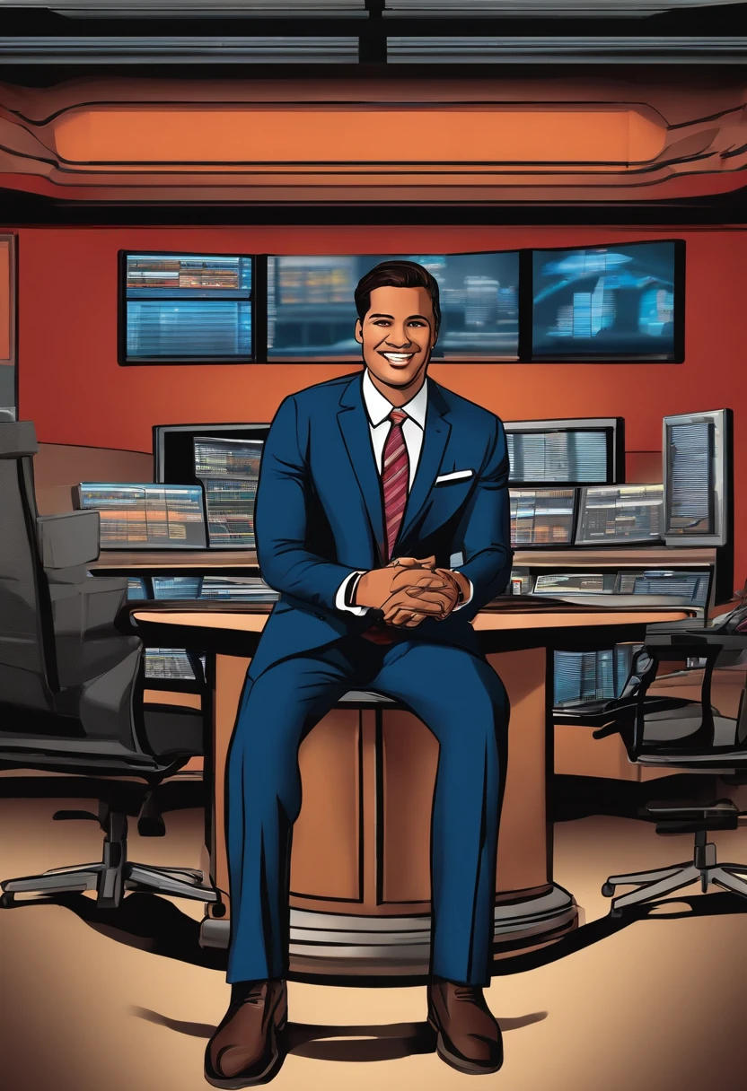 news anchor in news room