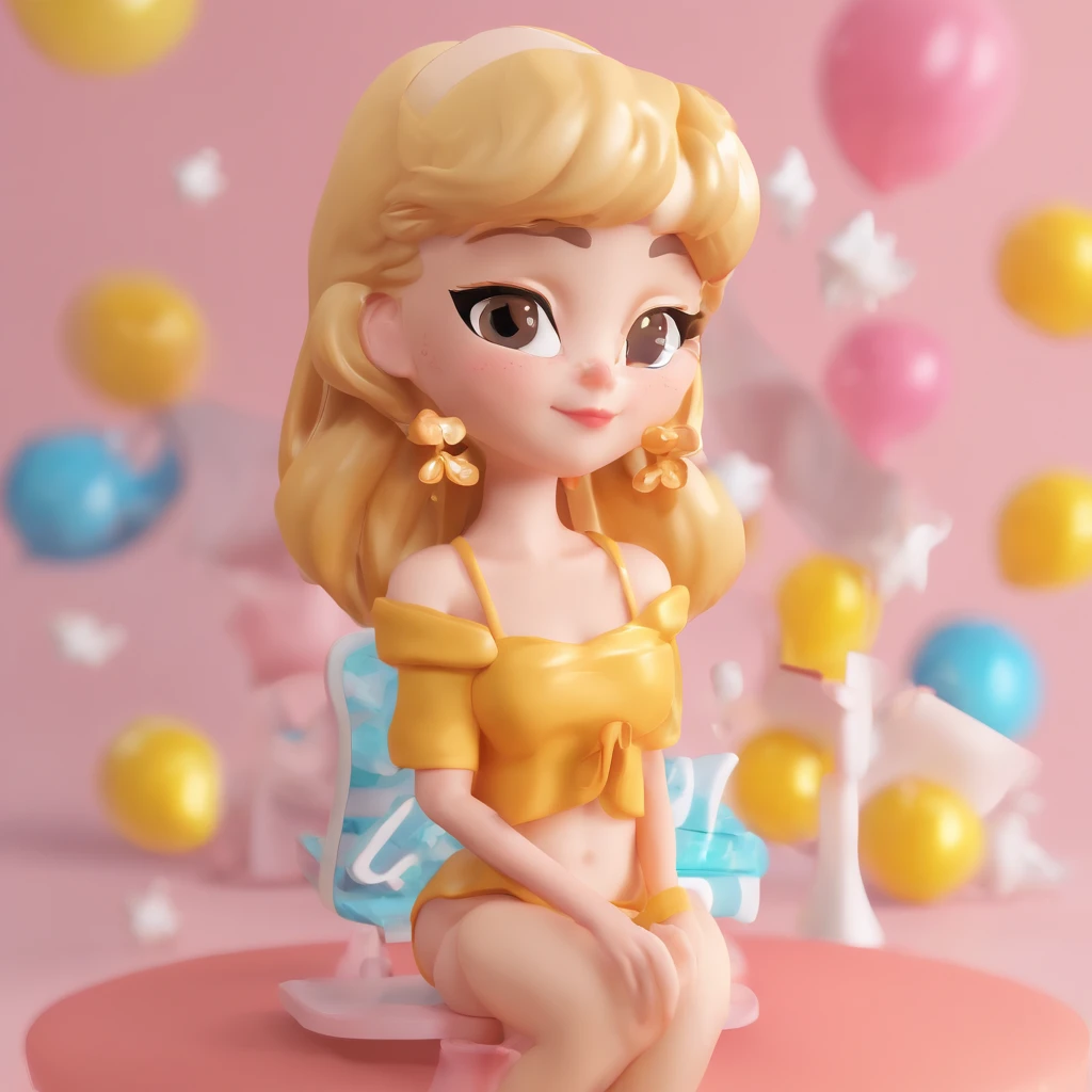 super cute lady IP by pop mart, Bright eyes, cherub,no clothes, Clay, Models, a blind box toy, Glossy and delicate,Clean background, Good gloss, 3D rendering of,Best quality