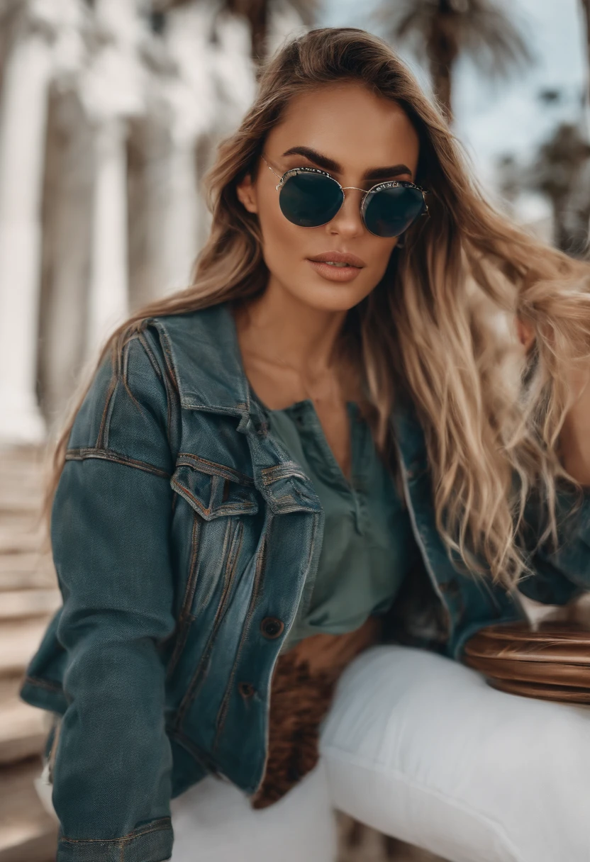 Perfect centralization, um gorila pequeno bonito, Use uma jaqueta da equipe de estudantes, wearing sunglasses, Usando fones de ouvido, alegria, Standing position, beleza abstrata, Centrado, looking at the camera, Facing the camera, nearing perfection, Dynamic, altamente detalhado, liso, foco nítido, 8k, high-definition resolution, illustration, arte de Carne Griffiths e Wadim Kashin, fundo branco