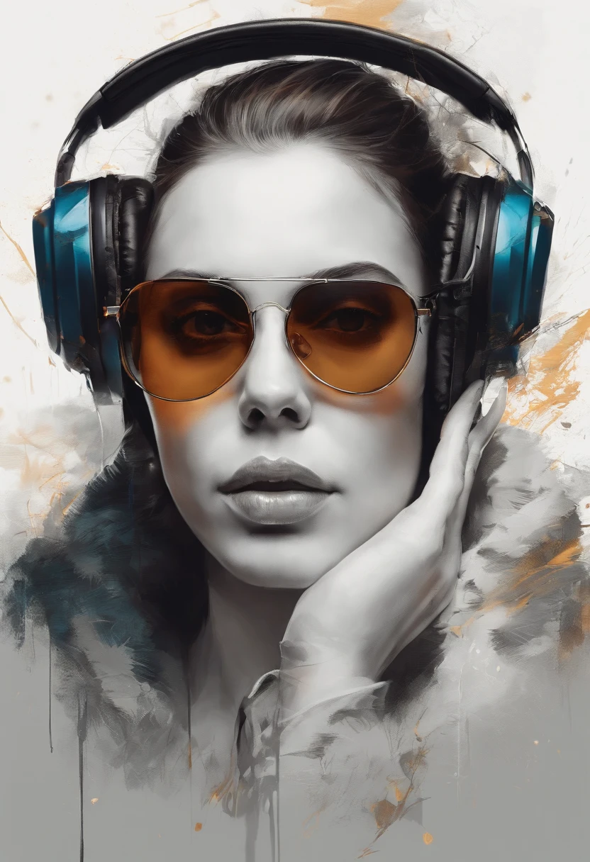 Perfect centralization, um gorila pequeno bonito, Use uma jaqueta da equipe de estudantes, wearing sunglasses, Usando fones de ouvido, alegria, Standing position, beleza abstrata, Centrado, looking at the camera, Facing the camera, nearing perfection, Dynamic, altamente detalhado, liso, foco nítido, 8k, high-definition resolution, illustration, arte de Carne Griffiths e Wadim Kashin, fundo branco