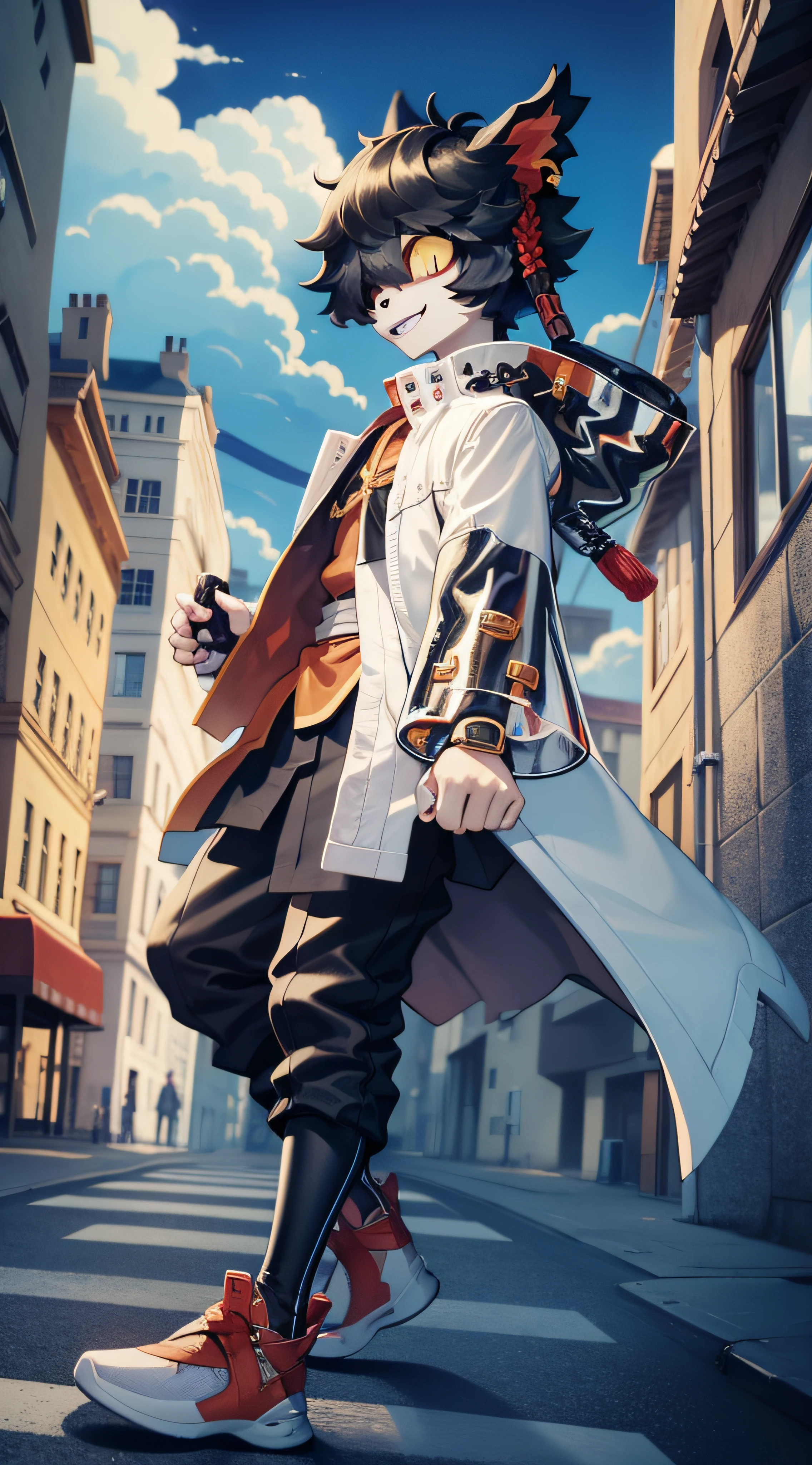 A boy runs through a ghostly city, luna, Crows