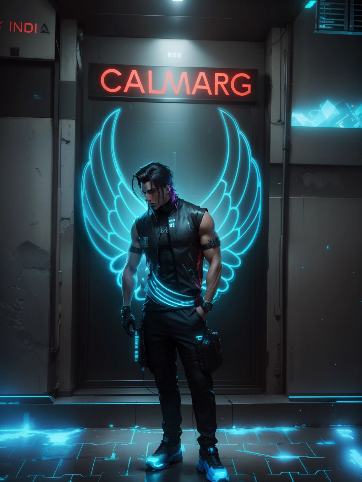 Change background cyberpunk handsome boy. Realistic face. 8k. ultra realistic