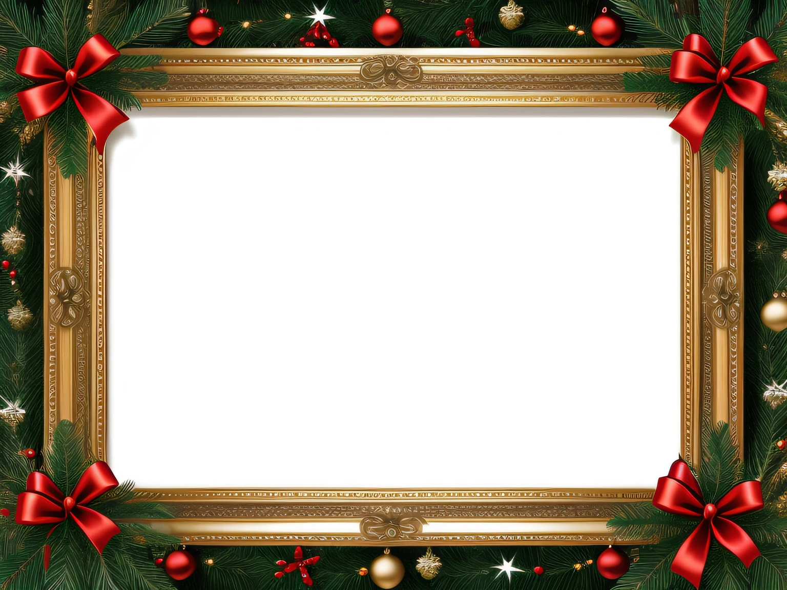 FRAME WITH CHRISTMAS DECORATIONS , FONDO BLANCO EN MEDIO PARA COPY SPACE