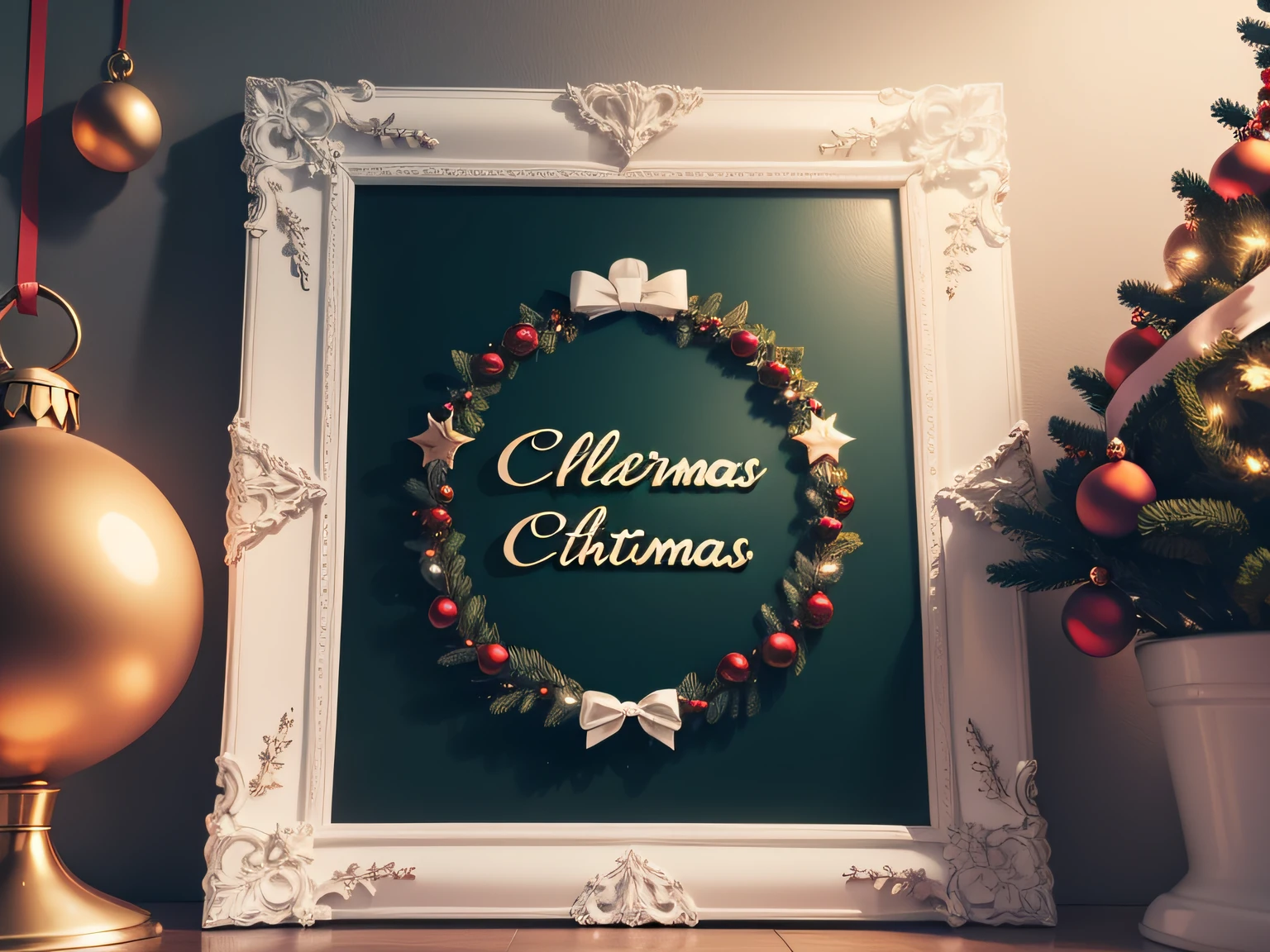 FRAME WITH CHRISTMAS DECORATIONS , FONDO BLANCO EN MEDIO PARA COPY SPACE