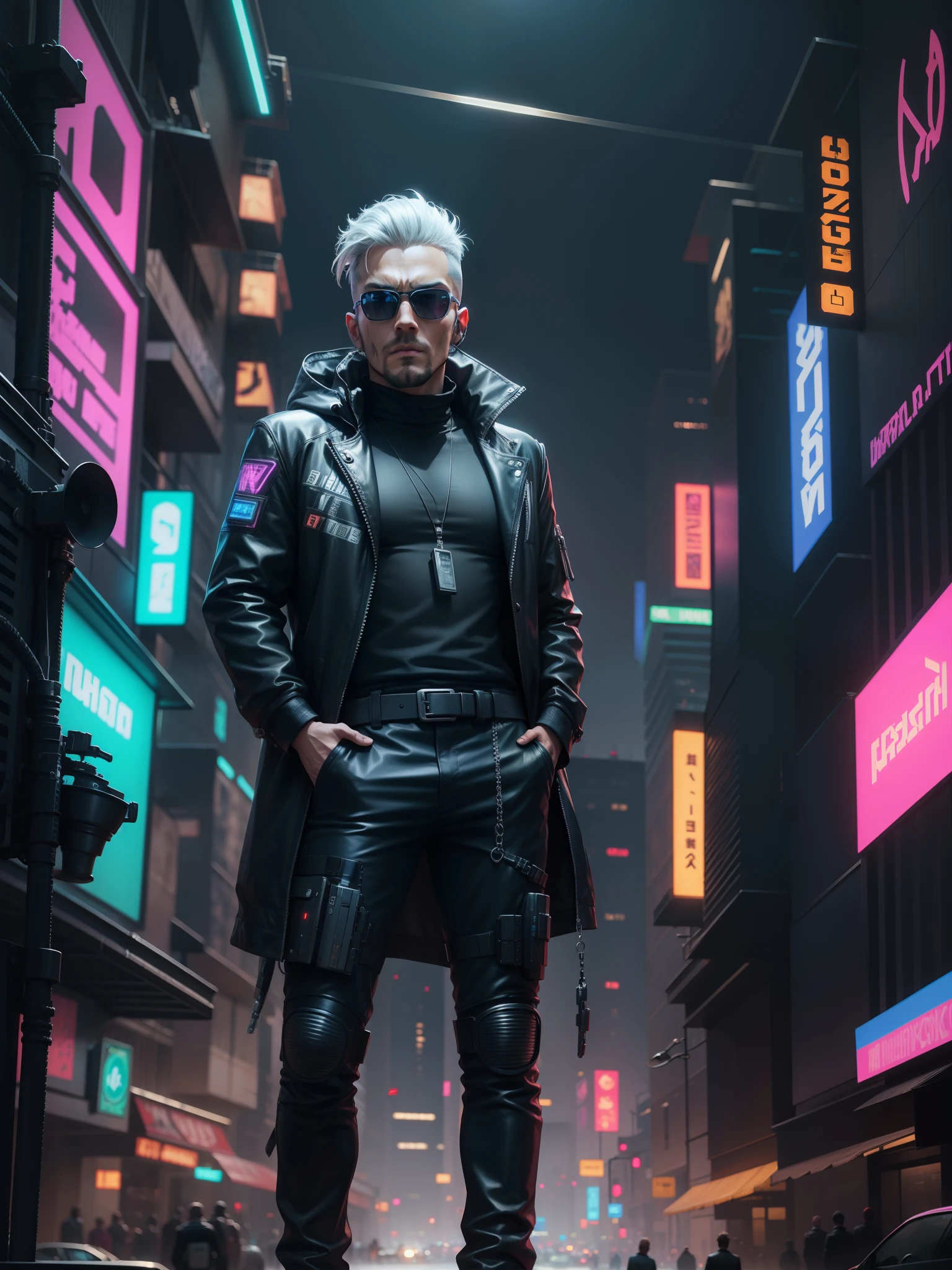 Change background cyberpunk realistic face make it handsome add hair unique background