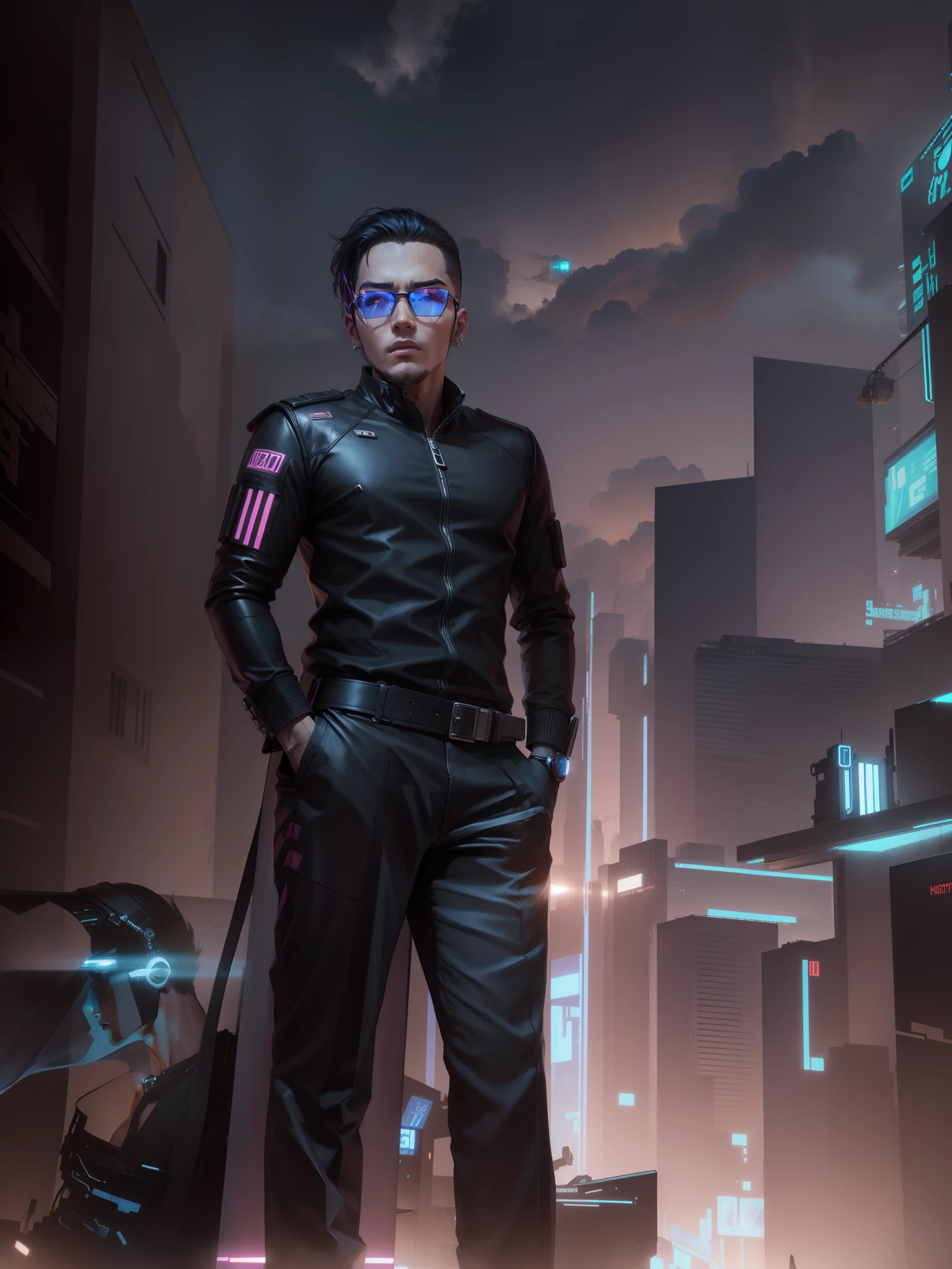 Change background cyberpunk handsome boy, realistic face.