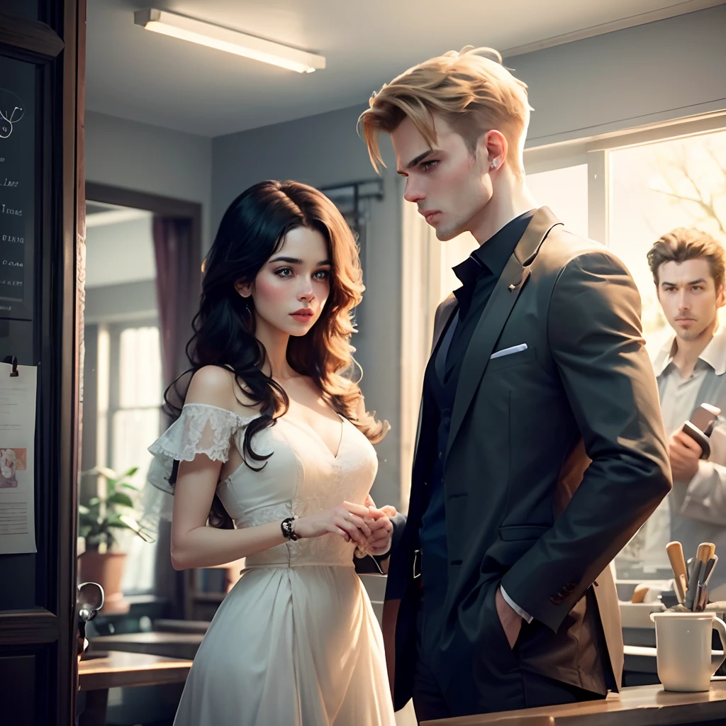 Blonde man and dark hair woman --auto --s2