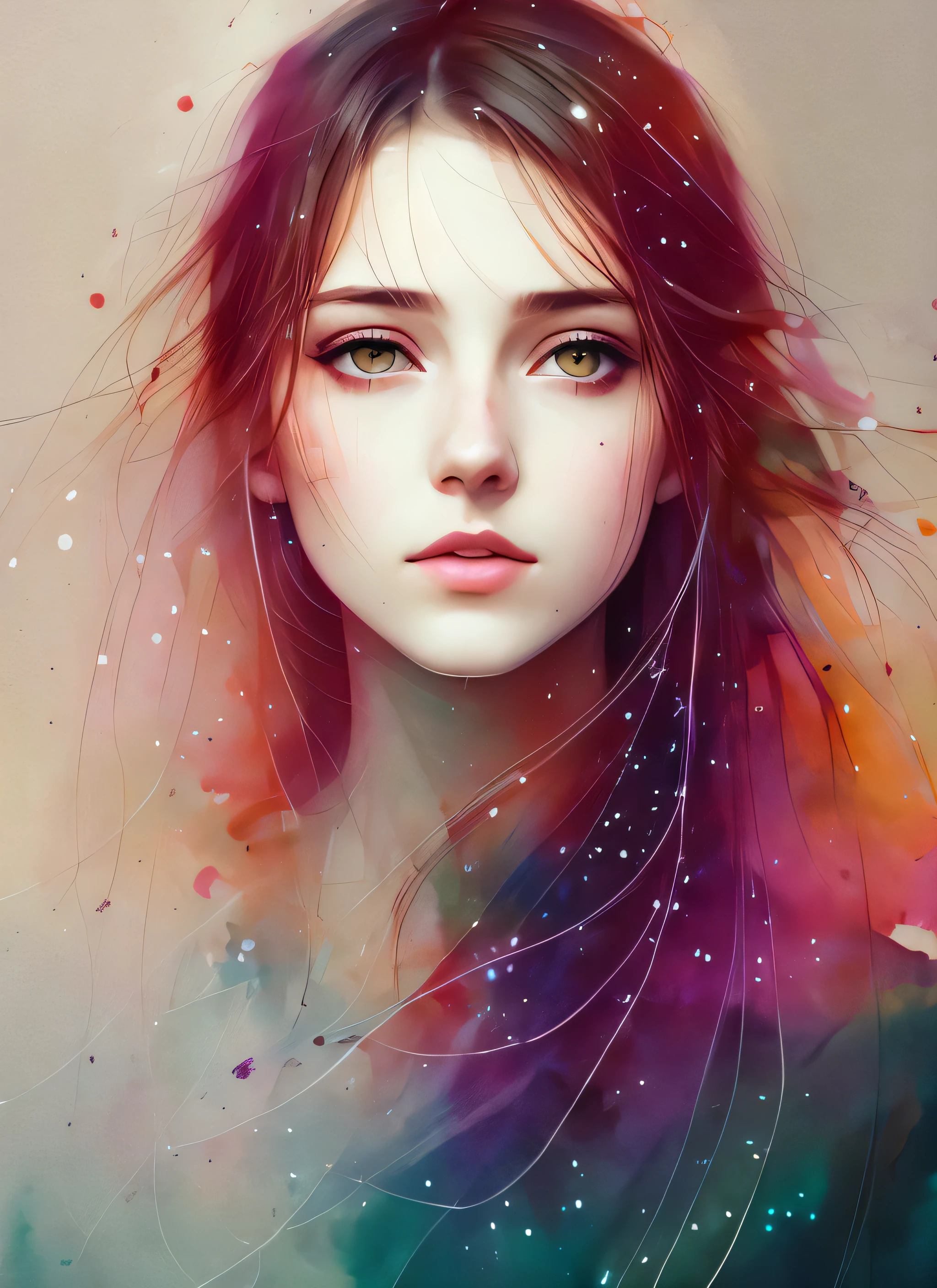 A botanical masterpiece in the style of Marco Mazzoni, detailed, hyper-realistic, front view, elemets of symbolism and surrealism, a painting by mse a attractive seductive woman by agnes cecile, luminous design, pastel colours, ink drips, spring lights, intricate design, looking to the viewer intertwined, beautiful attractive seductive woman, flowers, pastel, looking to the viewer, front view