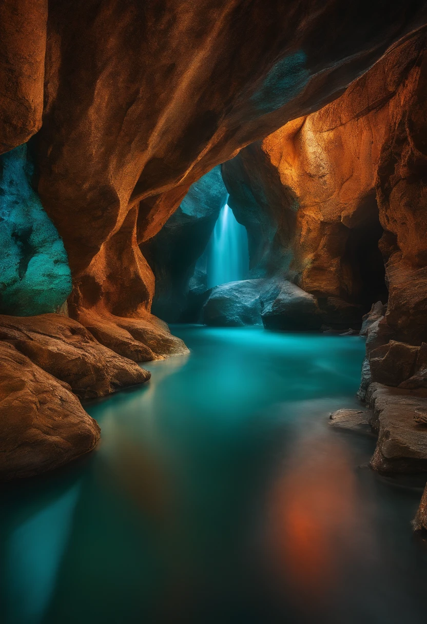 crie uma imagen de uma caverna de gelo parecendo uma boca de um dragao