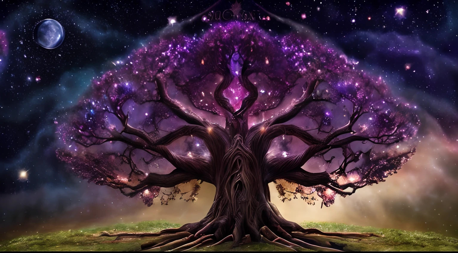 Piano, galaxia ((magical) tree of life), (night sky), (stars), artwork, (space dust), (nebula), concept art, high definition, high detail, intricate, (masterpiece: 1.2), (best quality: 1.2)