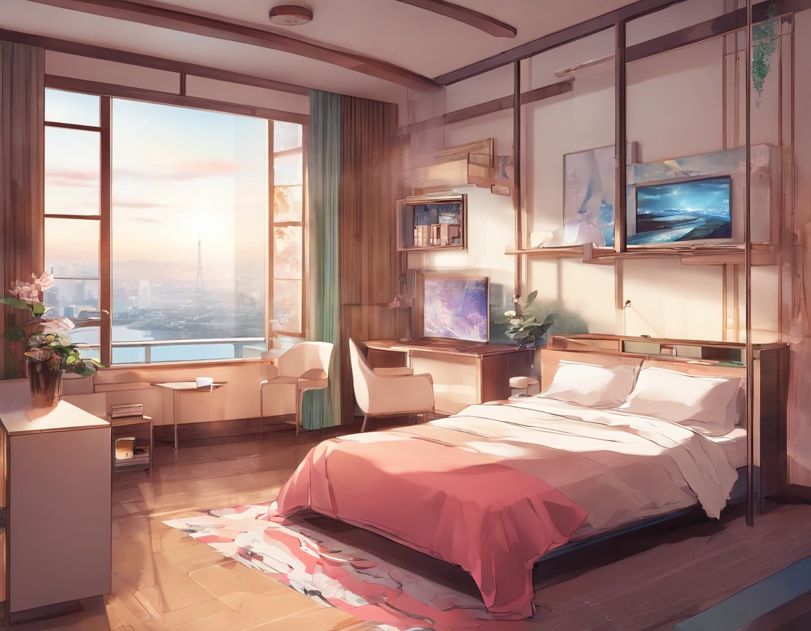 Hotel,double bed,There are windows