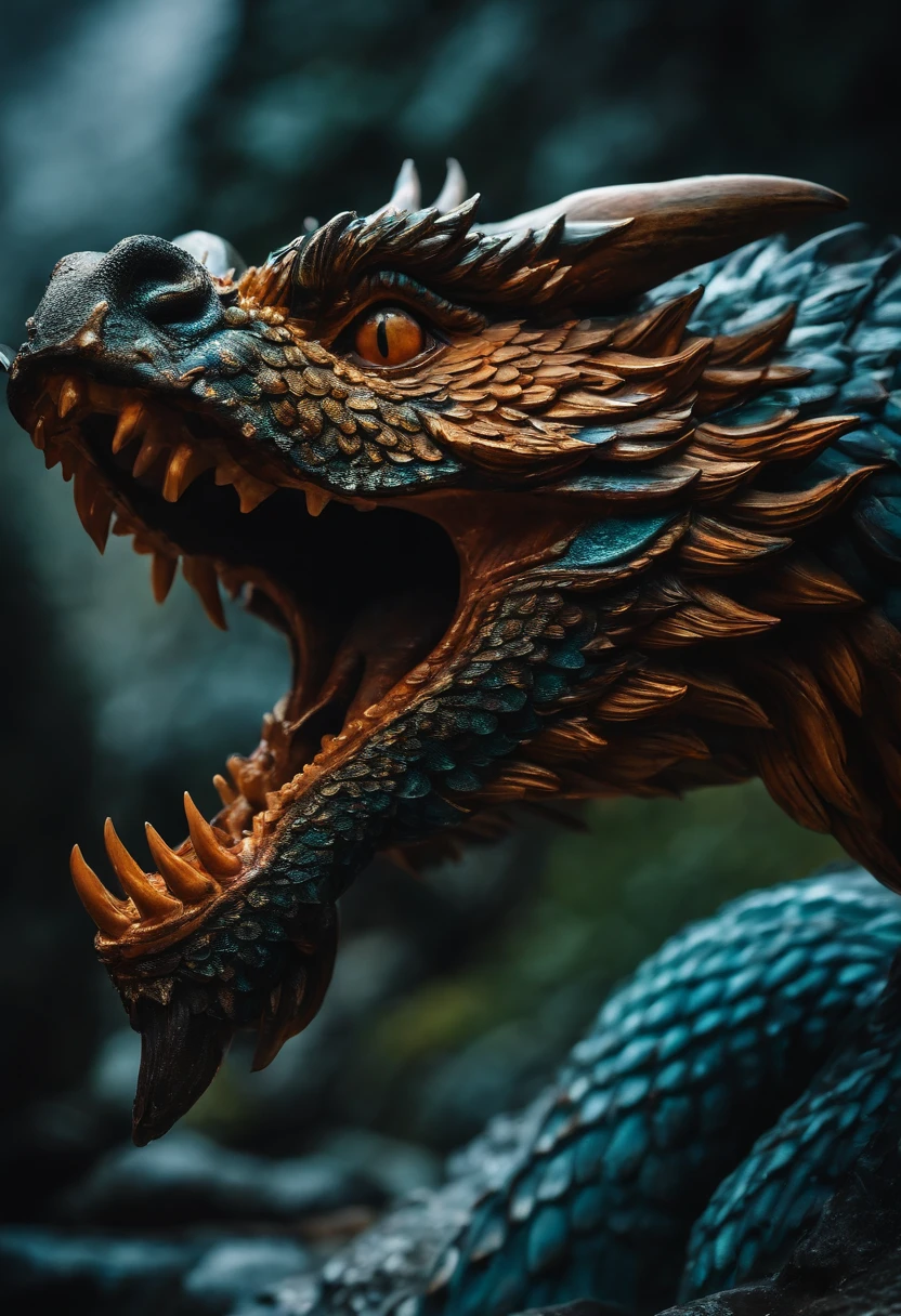 crie uma imagens da escultura com  gelo translusido de um dragao
