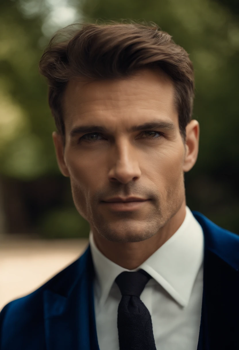corps entier, wide-angle photo close-up portrait of the body of a handsome man , Grand et en forme, (40 ans:1.1), (shaven:1.2) , (very short brown hair:1.5),(very short hair:1.6). (Dark blue tight velvet suit:1.3). (posing outside the mansion with a luxury car:1.1),Cold and dark sunset at dusk, (Edge Light:1.1),(Concentrez-vous sur les yeux), (Proud look), (hard light on the skin:1.2), (ombres dures, dark themed, Contraste profond:1.1), (photographie de portrait par Annie Liebovitz), Dark mint theme and choral aesthetics, (skin imperfections)
