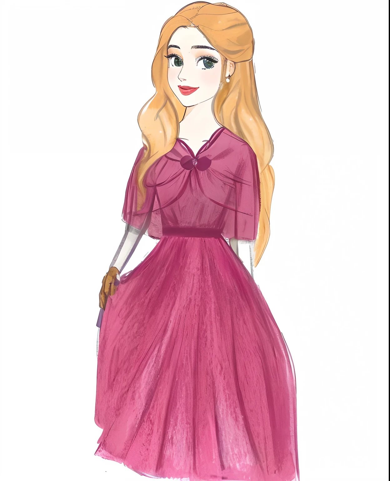 um desenho de uma mulher em um vestido rosa, inspirado em Chica Macnab, inspirado por Rosalie Emslie, vestido com um vestido rosa, inspired by Emma Ríos, inspirado por Li Chevalier, por Cicely Hey, inspirado em Hilde Goldschmidt, Inspirado em Reyna Rochin, inspirado em Caroline Gotch