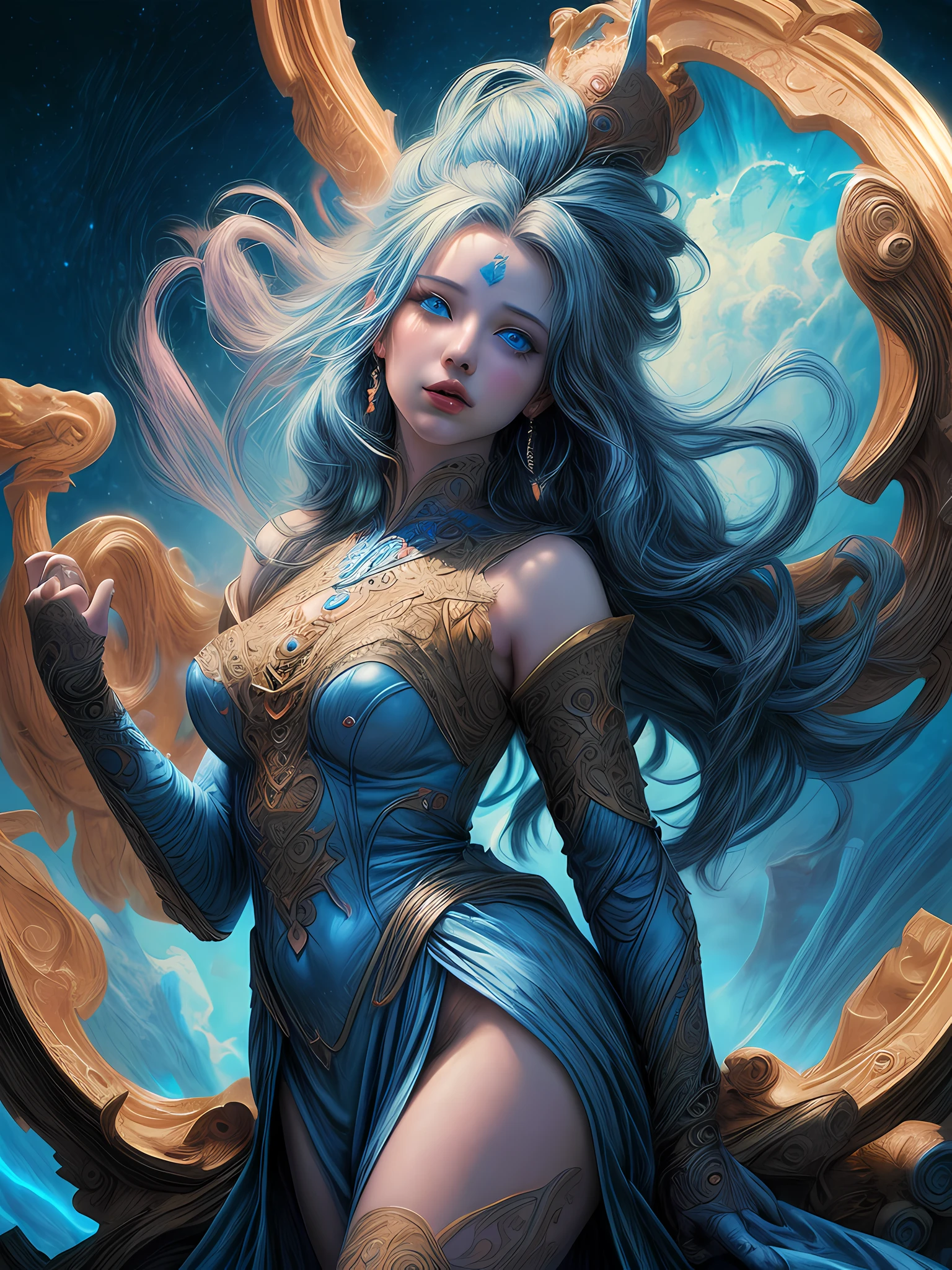 Magic Realism, a mermaid princess, ((((full body)))) , underwater, showing perfect human face, beautiful nose, (beautiful eyes), (((8k resolution))) , insanely detailed and intricate, surreal, magic, hypermaximalist, elegant, hyper realistic, super detailed, Natural Lighting, Crepuscular Rays, smooth texture, 16x anisotropic filtering, ultra texture quality, symmetrical, (((quality))) (((micro))) (((detail))), sf, intricate artwork masterpiece, ominous, matte painting movie poster, golden ratio, trending on cgsociety, intricate, epic, trending on artstation, by artgerm, h. r. giger and beksinski, highly detailed, vibrant, production cinematic character render, ultra high quality model