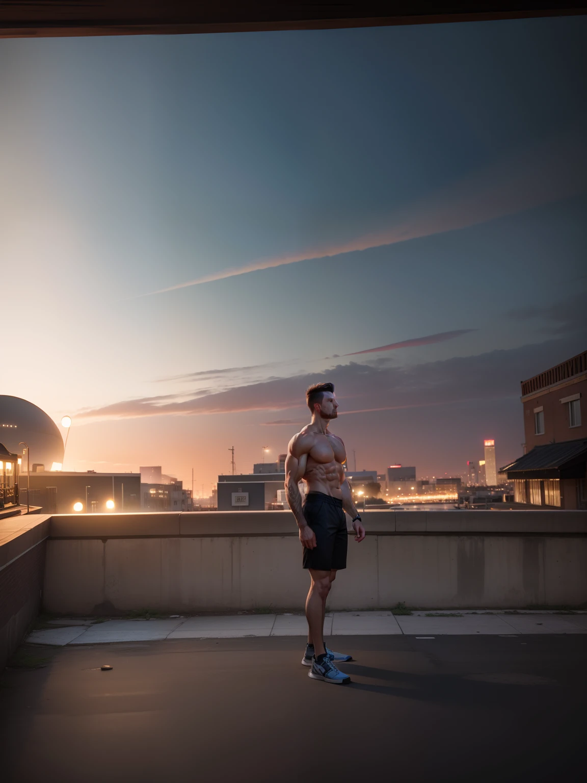 Change background, handsome face, muscle on arm