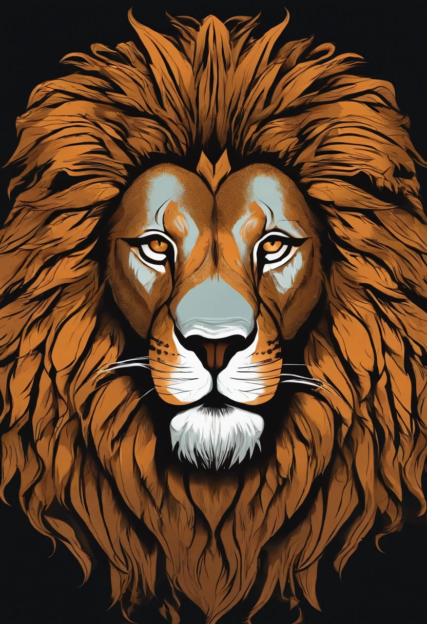 /imagine prompt: Lion illustration for a sticker with a black background, in bold outline style, jagged edges, trashcore, light shading --v 5.2