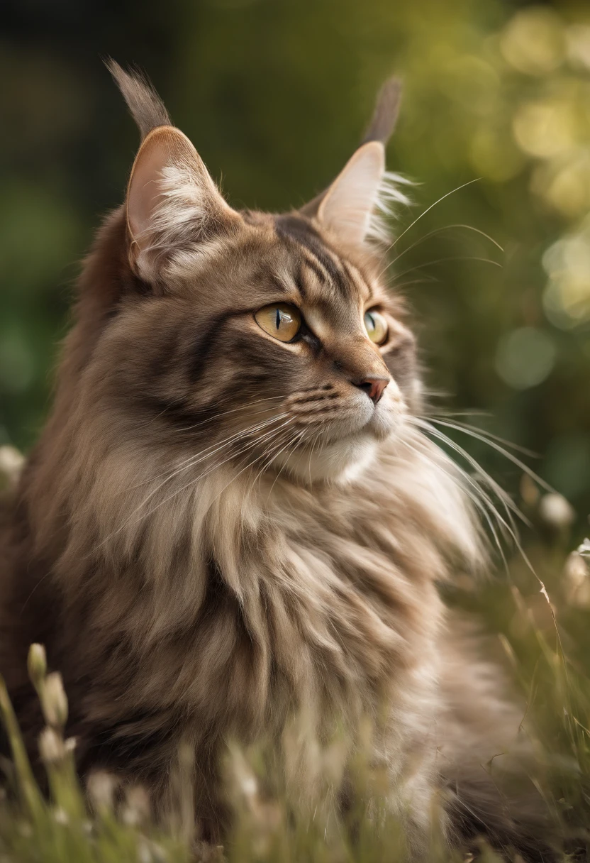 "Generate ultra-high-definition images of chic cats, Classic Cat Pose. Using advanced macro photography techniques、Highlights the intricate details of the cat's coat, mustaches, And expressive eyes.
Place the camera at the cat's eye level, Create an intimate connection between the viewer and the cat subject. Implement a wide aperture for a shallow depth of field, Make the cat stand out clearly against a gently blurred background.
Improve lighting to emphasize the texture and contours of the cat's body, Using the software, Remove coarse shadows、, cosy atmosphere.
Catch a cat in a relaxed position, But balanced, Show your flexibility and elegance. Try to capture the moment in natural movement, Stretching, grooming, etc., To convey a sense of authenticity.
Implement post-processing techniques to improve image clarity, contrast, and color balance, Secure all aspects, From the intricate patterns of cats to their intense gazes, Rendered in stunning detail.
Finally, convey the gentle beauty and innate grace of the cat,, Capture fleeting moments celebrating the unique essence of a cat's curiosity and balance." ((Maine coon)), ((Background: meadow)), ((golden hour light)), ((majestic)) ((chocolate colored cat)), ((old cat))
