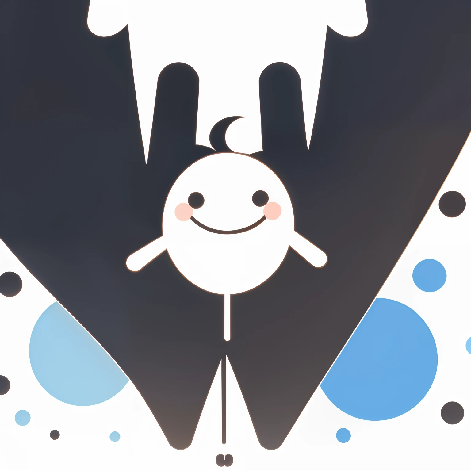 full body, cute stick figure, shows "ok" and smiles, rounded thick outlines, white background