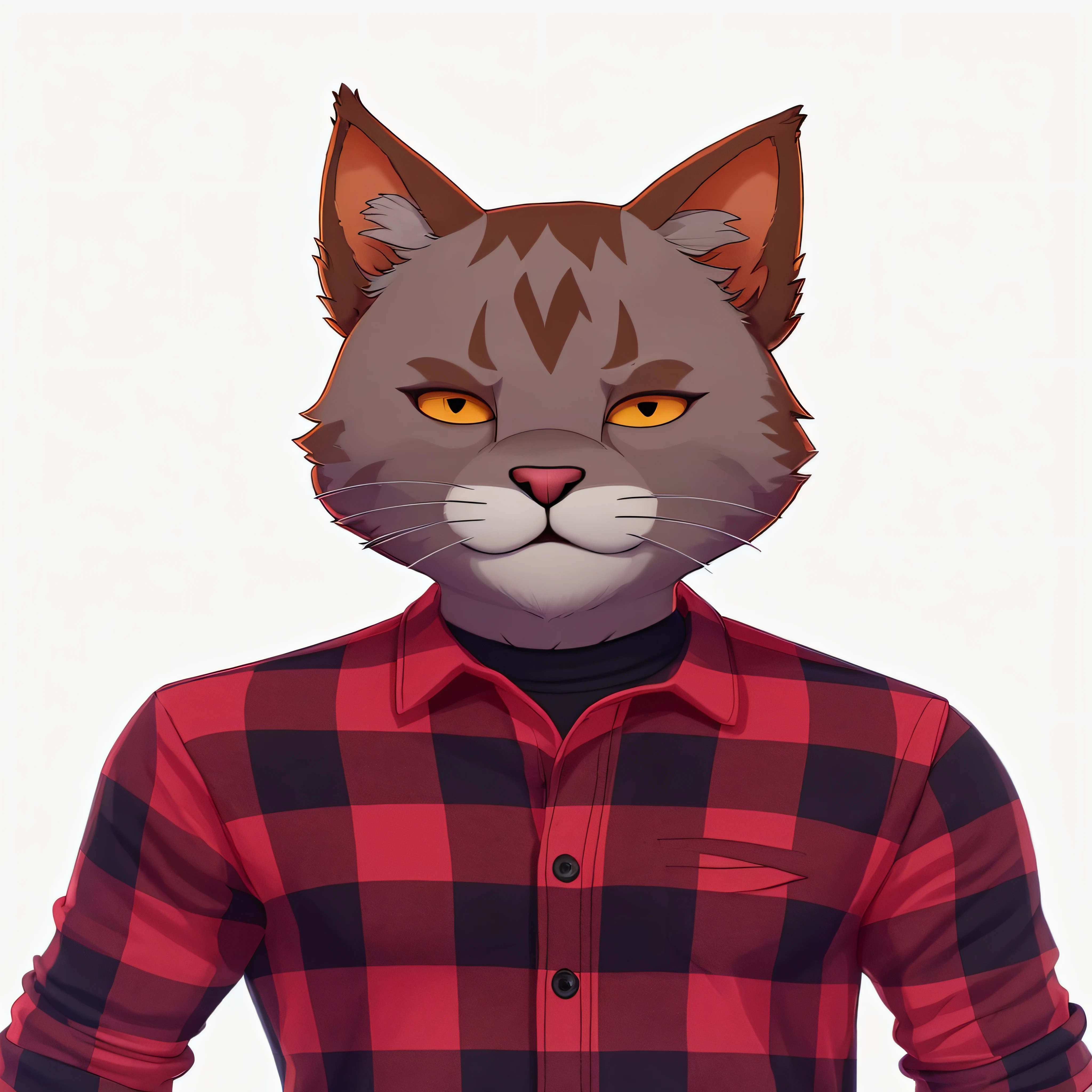 There is a man wearing a cat mask with a red and black shirt, Retrato de personagem peludo, Clube do Gato, um Clube do Gato, sem linha, Retrato de um clube, peludo do gato, personagem peludo, generic furry style, Retrato de BoJack Horseman, Gatopomórfico Club, Telegrama Sticker, Retrato de um clube da obra-prima, VRCabord, anthropomorphic lynx