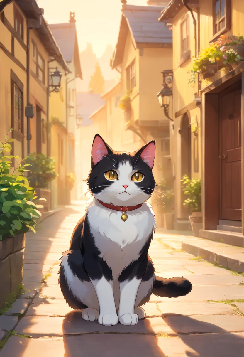 "Generate ultra-high-definition images of chic cats, Classic Cat Pose. Using advanced macro photography techniques、Highlights the intricate details of the cat's coat, mustaches, And expressive eyes.
Place the camera at the cat's eye level, Create an intimate connection between the viewer and the cat subject. Implement a wide aperture for a shallow depth of field, Make the cat stand out clearly against a gently blurred background.
Improve lighting to emphasize the texture and contours of the cat's body, Using the software, Remove coarse shadows、, cosy atmosphere.
Catch a cat in a relaxed position, But balanced, Show your flexibility and elegance. Try to capture the moment in natural movement, Stretching, grooming, etc., To convey a sense of authenticity.
Implement post-processing techniques to improve image clarity, contrast, and color balance, Secure all aspects, From the intricate patterns of cats to their intense gazes, Rendered in stunning detail.
Finally, convey the gentle beauty and innate grace of the cat,, Capture fleeting moments celebrating the unique essence of a cat's curiosity and balance." ((Background: British Village)), ((golden hour light)), ((majestic)), ((tuxedo-cat)), ((kitten))