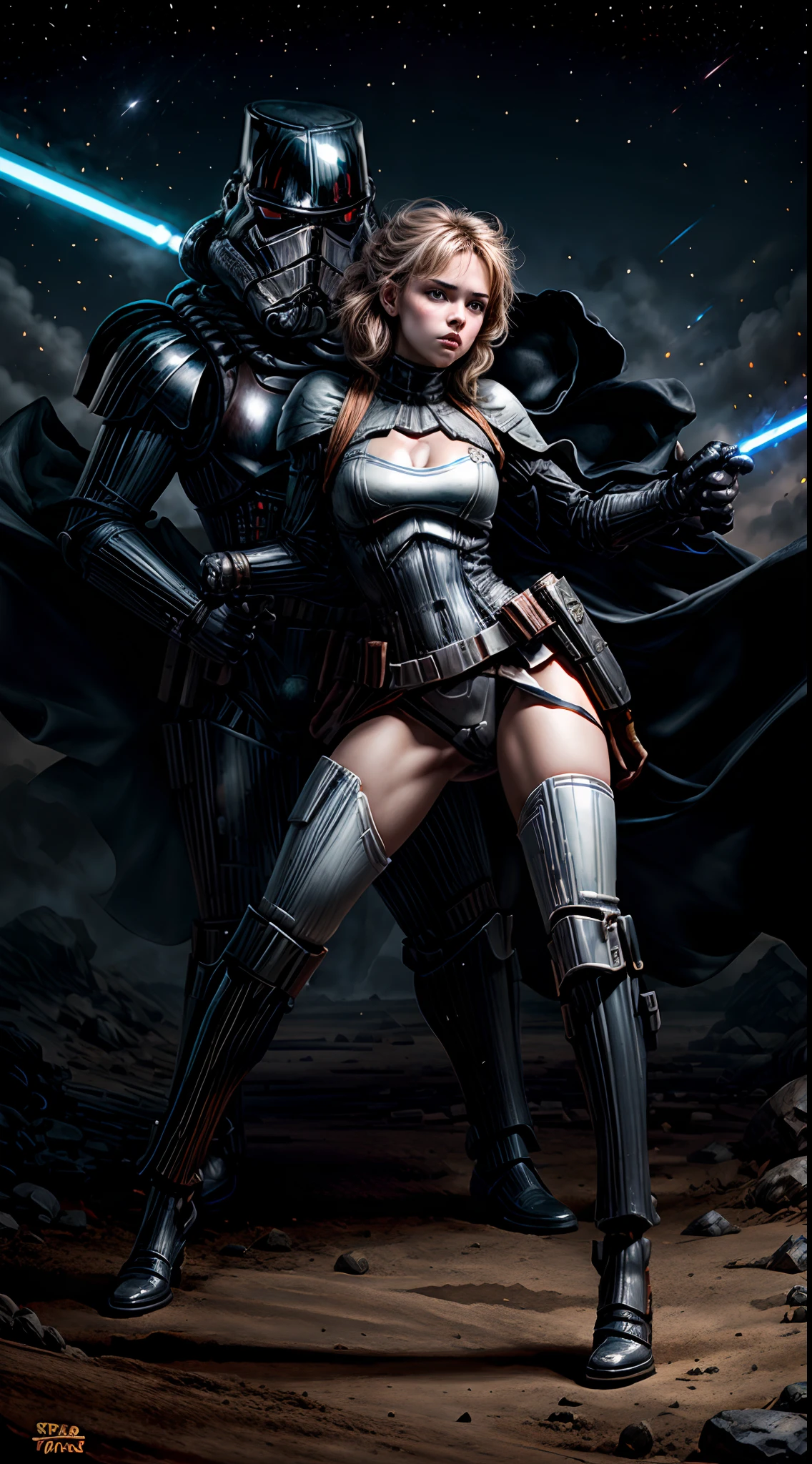 Star wars Stormtrooper fight wizard girl in Forbidden West neverland