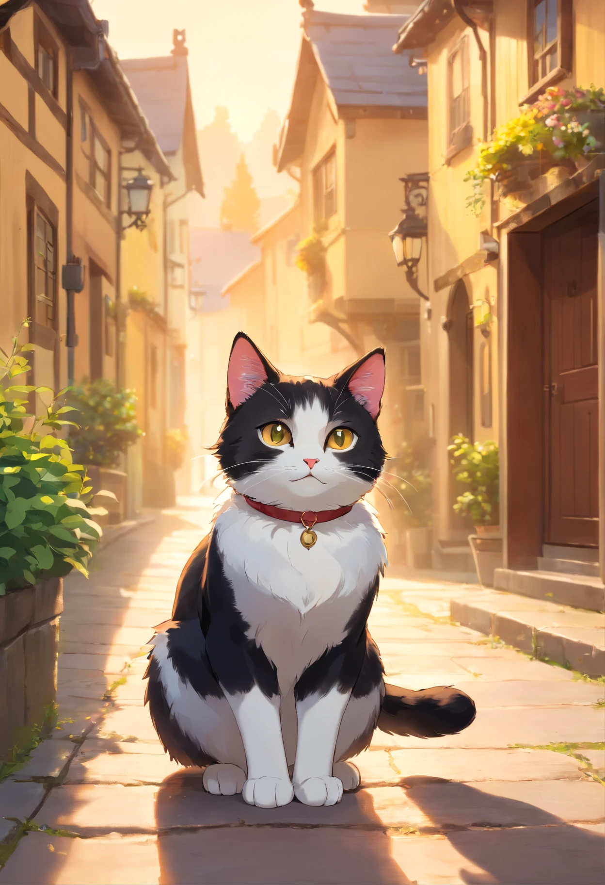 "Generate ultra-high-definition images of chic cats, Classic Cat Pose. Using advanced macro photography techniques、Highlights the intricate details of the cat's coat, mustaches, And expressive eyes.
Place the camera at the cat's eye level, Create an intimate connection between the viewer and the cat subject. Implement a wide aperture for a shallow depth of field, Make the cat stand out clearly against a gently blurred background.
Improve lighting to emphasize the texture and contours of the cat's body, Using the software, Remove coarse shadows、, cosy atmosphere.
Catch a cat in a relaxed position, But balanced, Show your flexibility and elegance. Try to capture the moment in natural movement, Stretching, grooming, etc., To convey a sense of authenticity.
Implement post-processing techniques to improve image clarity, contrast, and color balance, Secure all aspects, From the intricate patterns of cats to their intense gazes, Rendered in stunning detail.
Finally, convey the gentle beauty and innate grace of the cat,, Capture fleeting moments celebrating the unique essence of a cat's curiosity and balance." ((Background: British Village)), ((golden hour light)), ((majestic)), ((tuxedo-cat)), ((kitten))