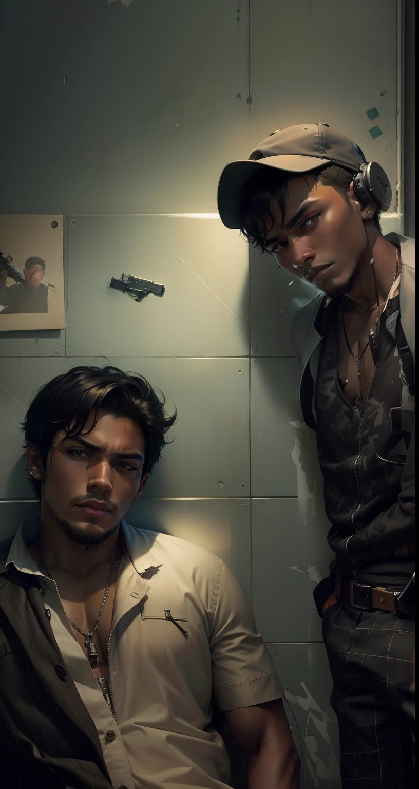 Change this guys into ganster, change the background in dark ,guns