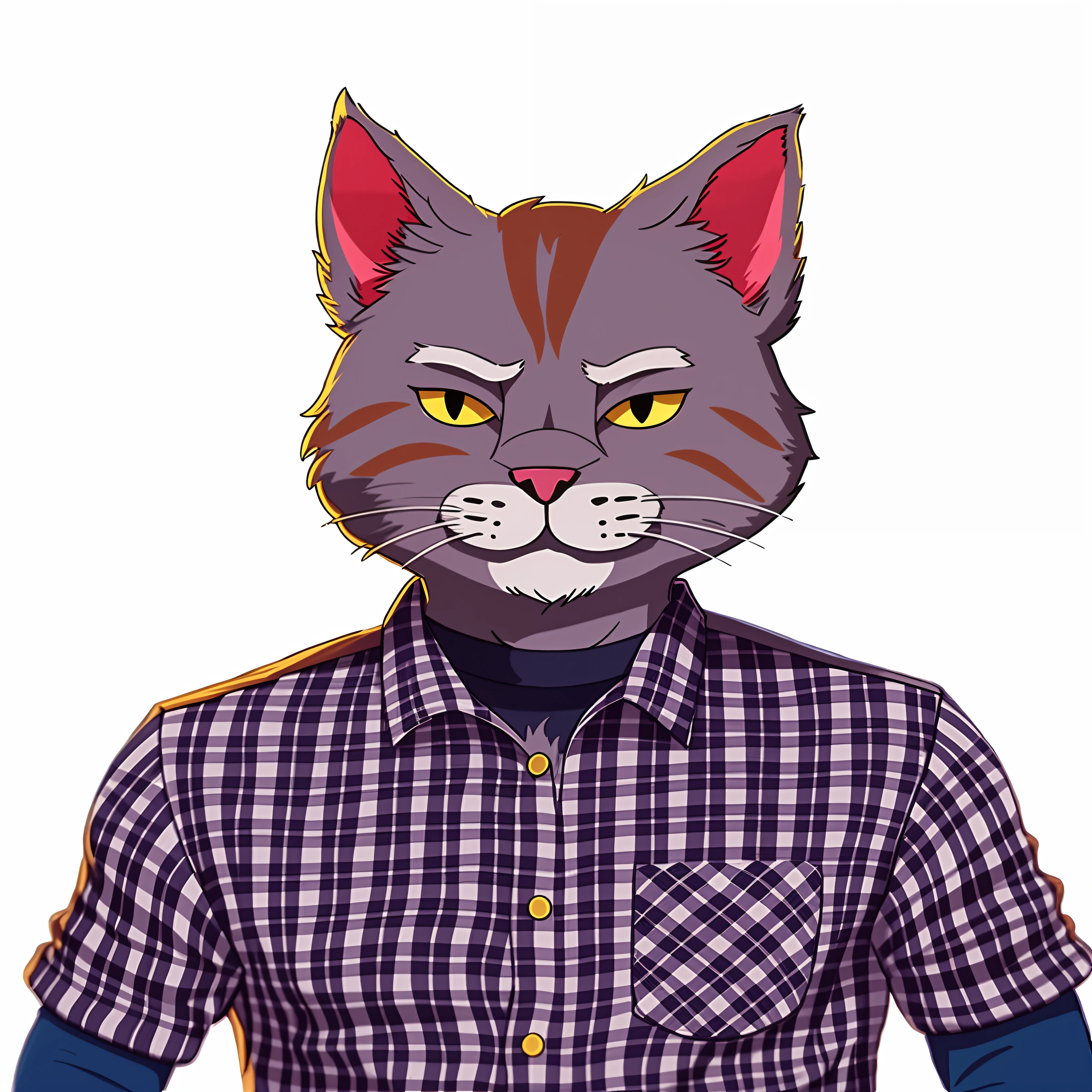 There is a man wearing a cat mask with a shirt, Retrato de personagem peludo, Antro Gato, um Antro Gato, sem linha, cat head, peludo do gato, Gatopomorphic Antrum, illustration of a cat, Retrato de um clube da obra-prima, Retrato de BoJack Horseman, Retrato de um clube, personagem peludo, Gato. Pintura digital, superhero with a cat head