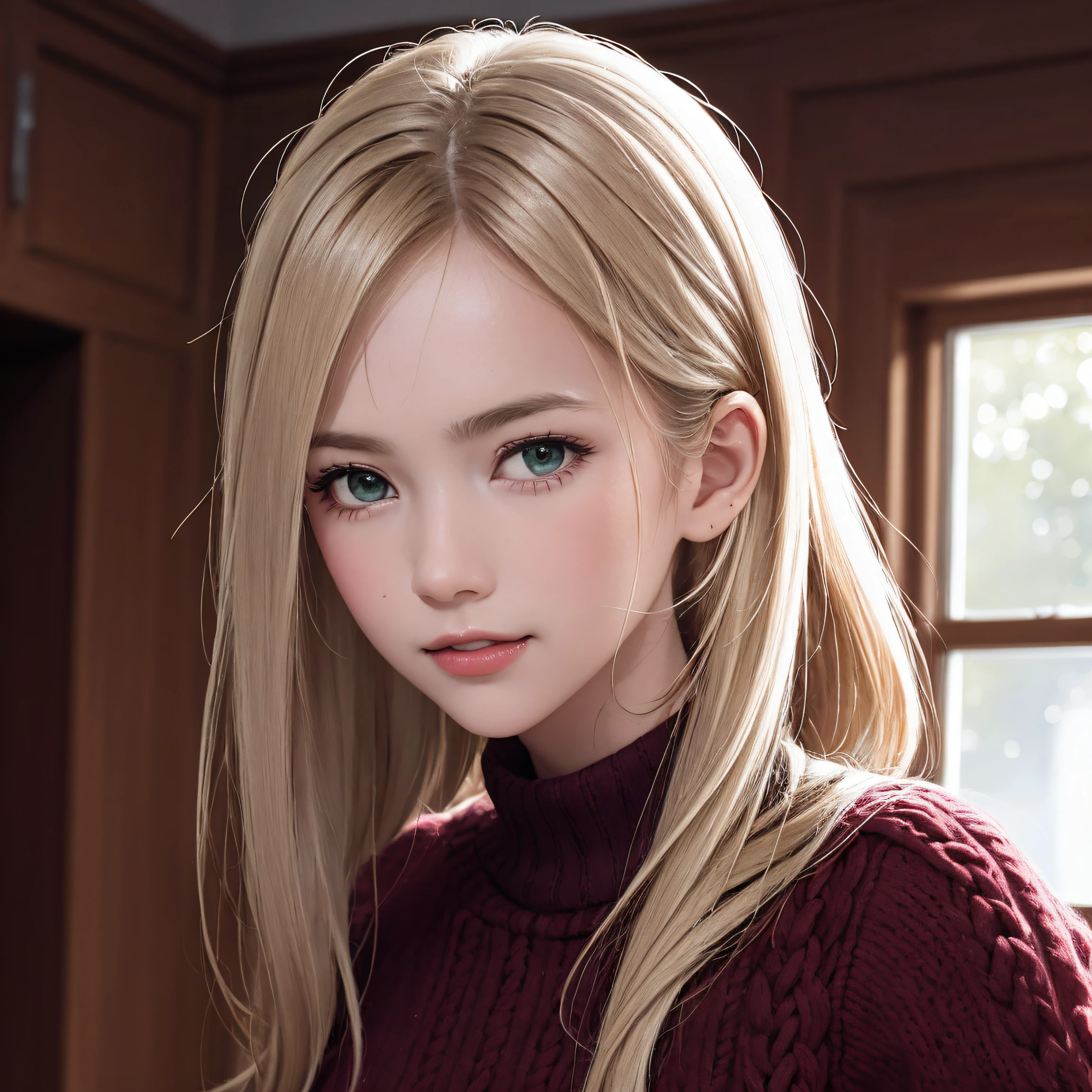 (8K, RAW Photos, of the highest quality, Masterpieces: 1.2), (Realistic, Photorealistic: 1.37), Highest Quality, Ultra High Resolution, light leaks, Dynamic lighting, Slim and smooth skin, (Full body:1.3), (Soft Saturation: 1.6), (Fair skin: 1.2), (Glossy skin: 1.1), Oiled skin, 14 years old, Night, shiny white blonde, Well-formed, Hair fluttering in the wind, Close-up shot of face only, Physically Based Rendering, From multiple angles, A big smile, I live on an island with big mountains
I love a green island
I live with 3 people
girl, elementary student, Good-natured girl
mother, angry, Hobbies are making cakes, I'm always in her room to work
Kind grandmother, I like knitting
No father